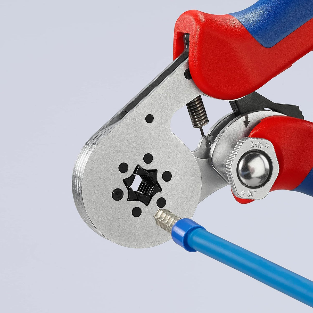 Knipex Alicate autoajustable para crimpar punteras huecas de acceso lateral cromado, con fundas multicomponentes 180 mm 97 55 14