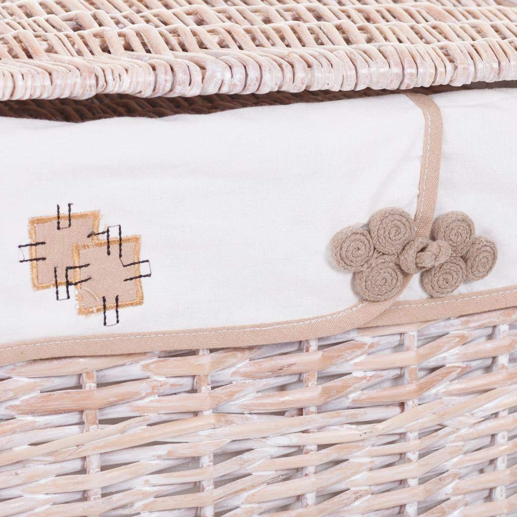 Creaciones Meng Cestos de Ropa y Cuévanos, Mimbre y Tela, Off Blanco, 44x56x33 cm, 5 Unidades