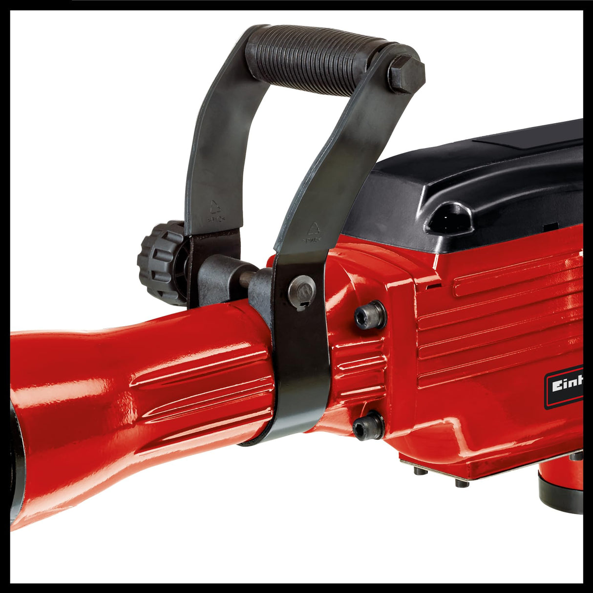 Einhell Martillo demoledor con cable - TC-DH 43. 1600 W, potencia de impacto 43 J, mandril hexagonal SDS, mango adicional ajustable en 180°, incl. Cincel puntiagudo y plano. Rojo