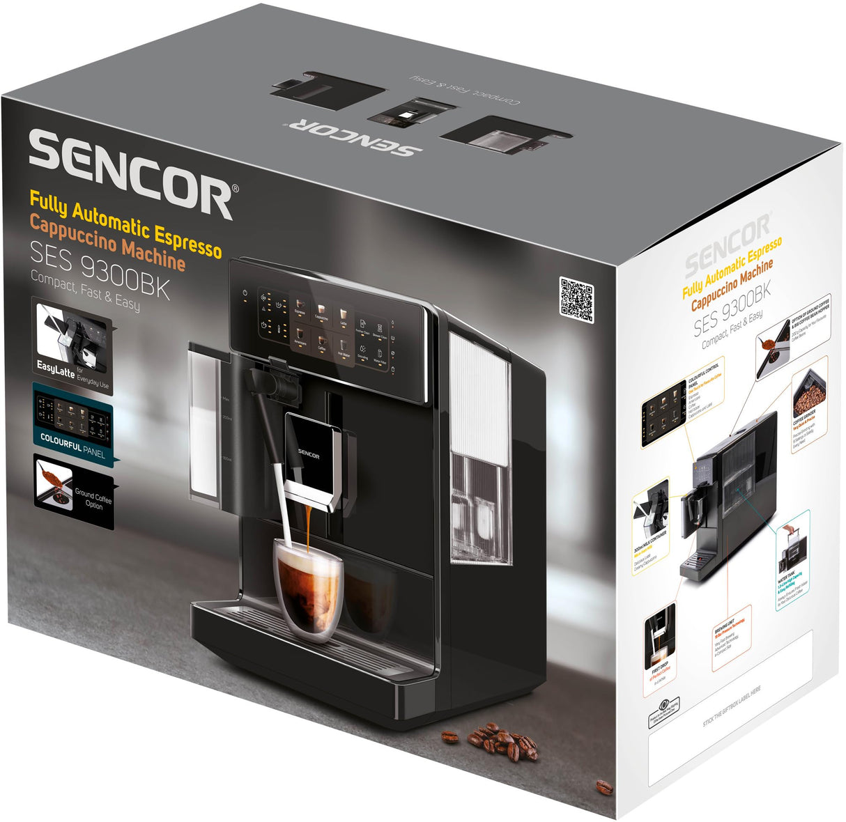 SENCOR Máquina automática de espresso y capuchino SES 9300BK