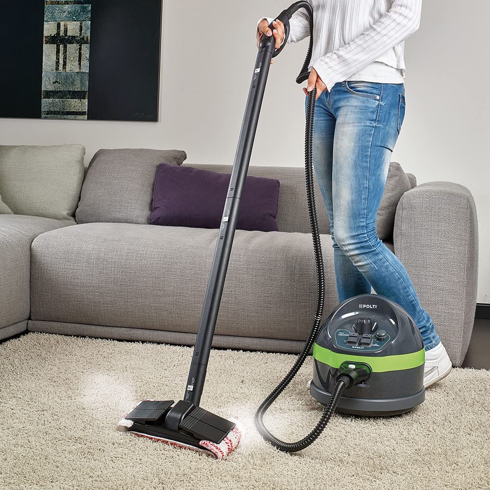Polti Vaporetto Classic 65, Limpiador a Vapor con Caldera de Alta Presión hasta 4 bar, Potencia 1500 W, Tapón de Seguridad, Capacidad 1,3 L, Made in Italy, 7 Accesorios Incluidos, Gris y Verde