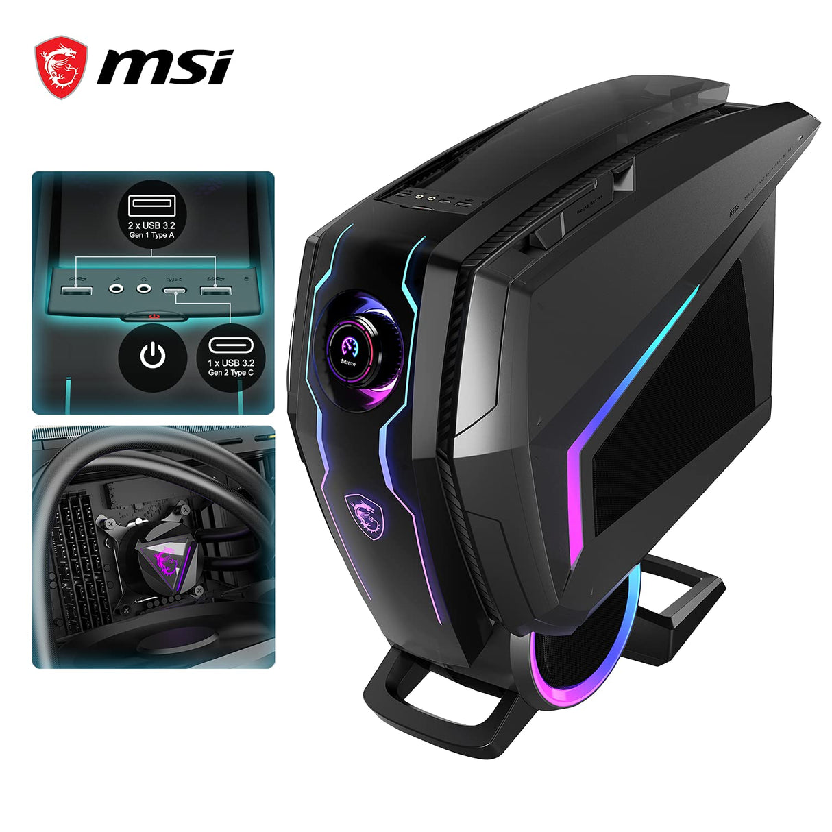MSI Meg Aegis Ti5 12VTF-075IT Desktop Gaming, Intel Core i7-12700K, 32GB RAM, 2000GB HDD y 2000GB SSD, NVIDIA GeForce RTX 3080 Ti Ventus 3X 12G OC, RGB Mystic Light, Windows 11 Pro
