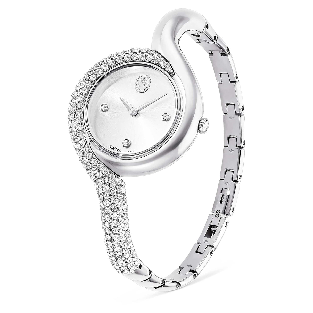 Swarovski Reloj Dextera Asymmetric, Fabricado en Suiza, Brazalete de Metal, Tono Plateado, Acero Inoxidable