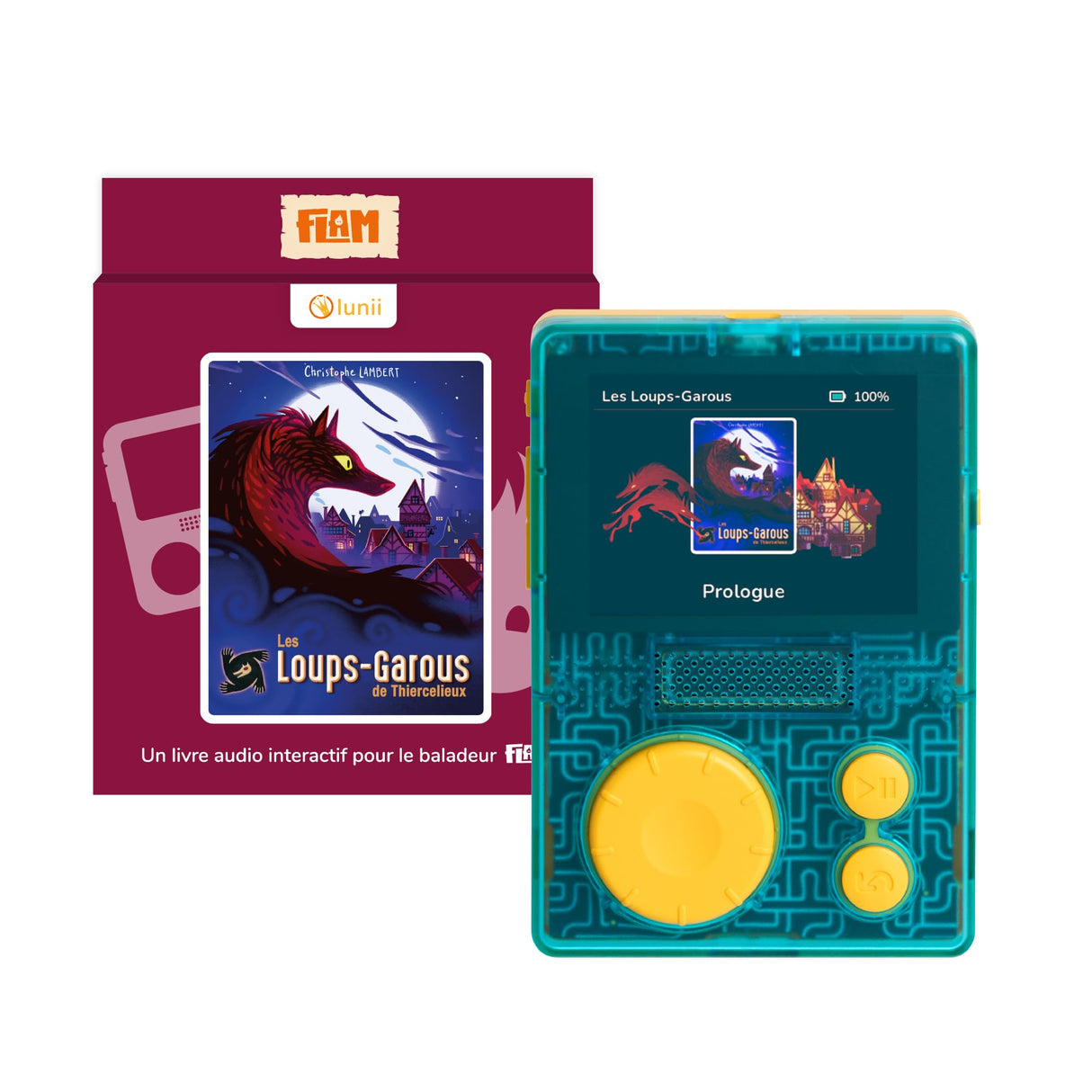 lunii - Caja de Viaje FLAM Jugar los Lobos de Thiercelieux-para niños de 7 a 12 años-2 Libros interactivos de Audio incluidos-Caja de Historias Fabricada en Francia