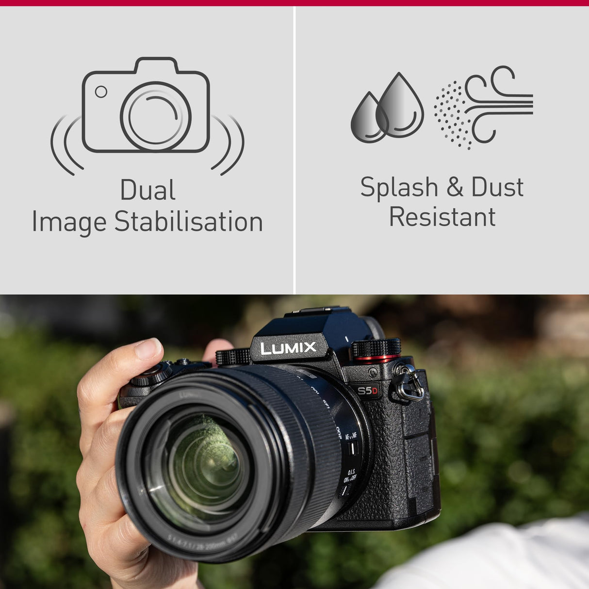 Panasonic DC-S5DNE-K Lumix S5D Cuerpo de Cámara Sin Espejo de Fotograma Completo, 24,2 MP, Grabación 4K 60P, Live View Finder, Monitor De Ángulo Libre, Wi-Fi,con Lente S-R1840E 18-40 mm S,S5D (Nuevo)
