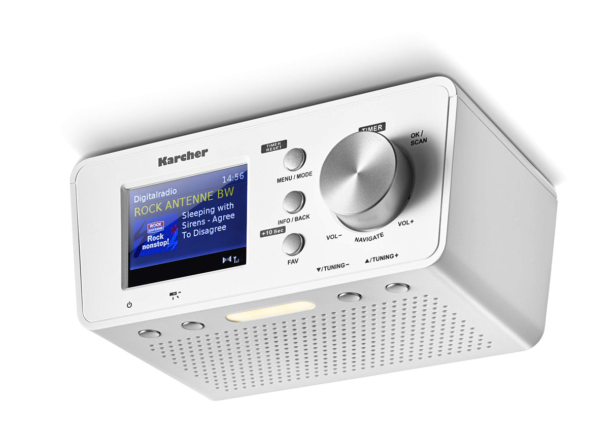 Karcher RA 2035D - Radio con Radio Dab+ / FM (20 emisoras Cada una) y Bluetooth, Despertador (Alarma Dual), Temporizador de Cuenta atrás - luz LED