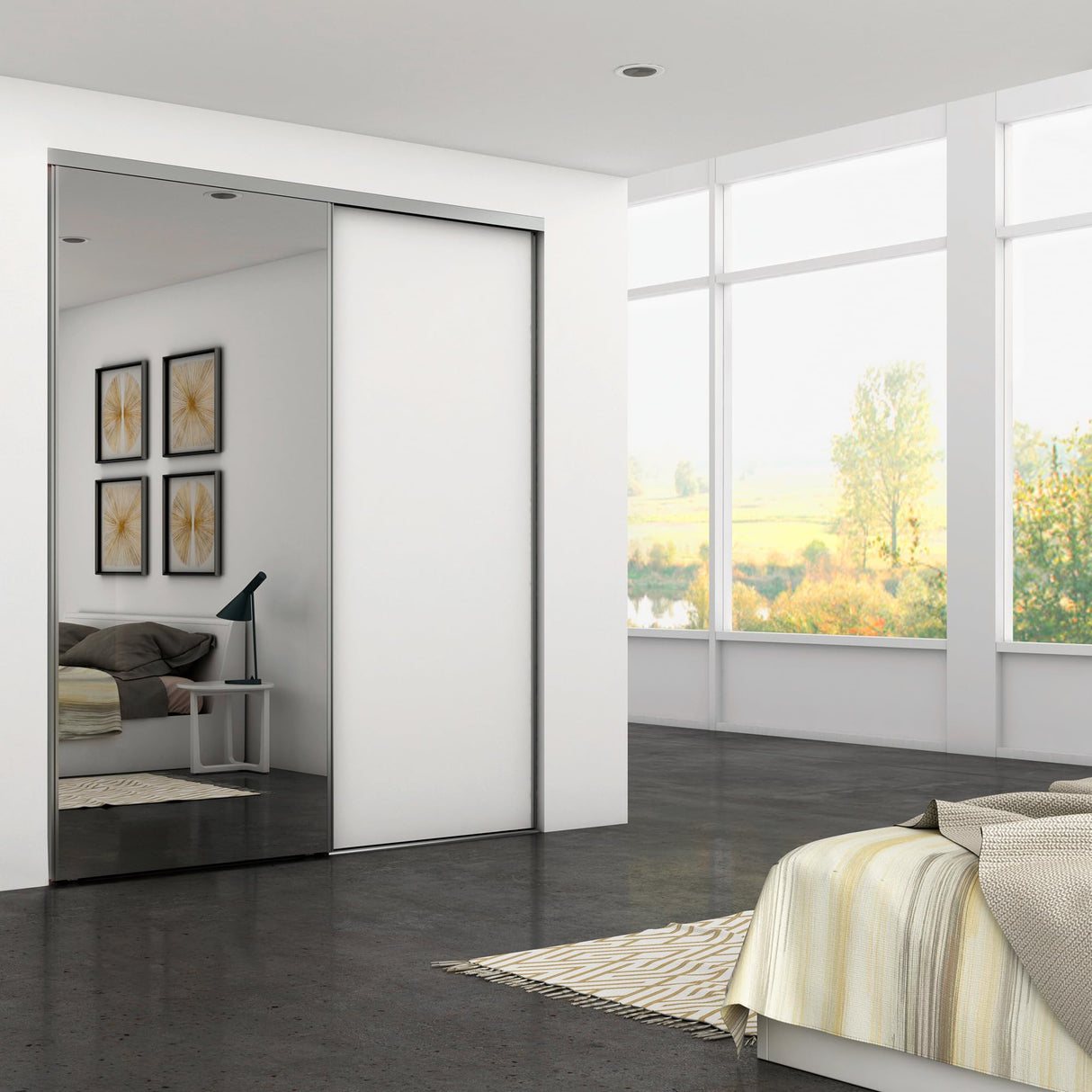 EMUCA - Sistema corredero para Armario de 2 Puertas con Perfil Tirador Sharp, Espesor 18 mm, Cierre Suave, tableros no incluidos, Anodizado Mate