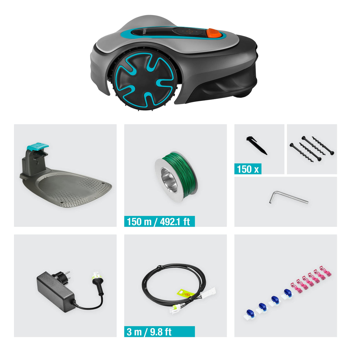 Gardena Robot cortacésped SILENO minimo 250 m²: cortacésped Inteligente con conectividad óptima, programable con la aplicación Bluetooth® de Gardena, versión IT/ES (15201-34)