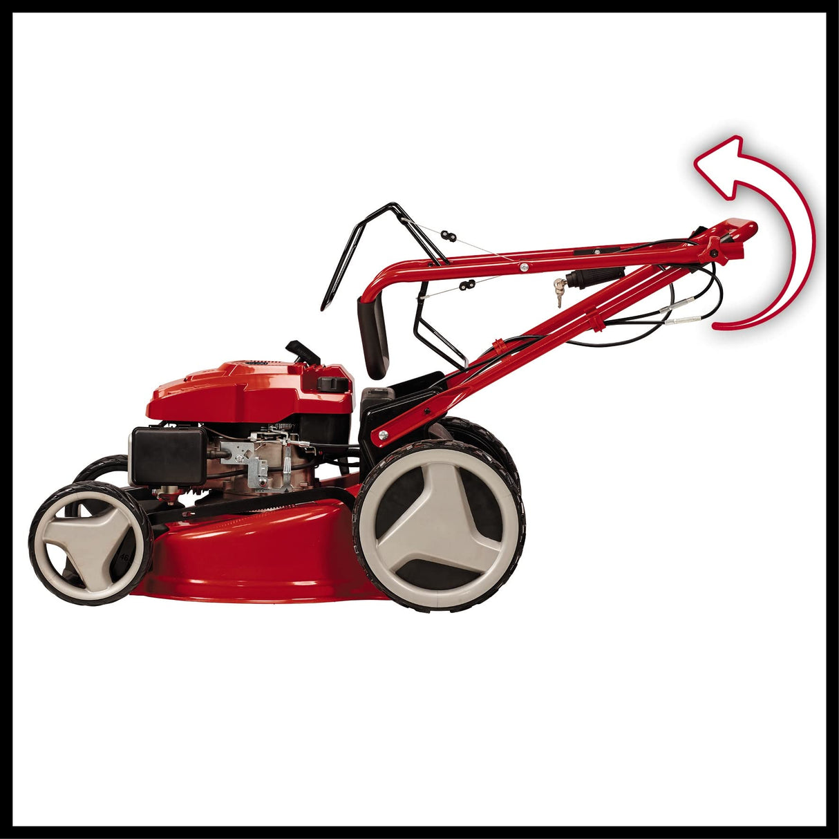 Einhell Cortacésped de Gasolina GC-PM 46 S HW-E (2 kW, 1 Cilindro, Motor de 4 Tiempos, hasta 1400 m², función de Arranque eléctrico, tracción Trasera desconectable, Bolsa de Hierba de 65 l)