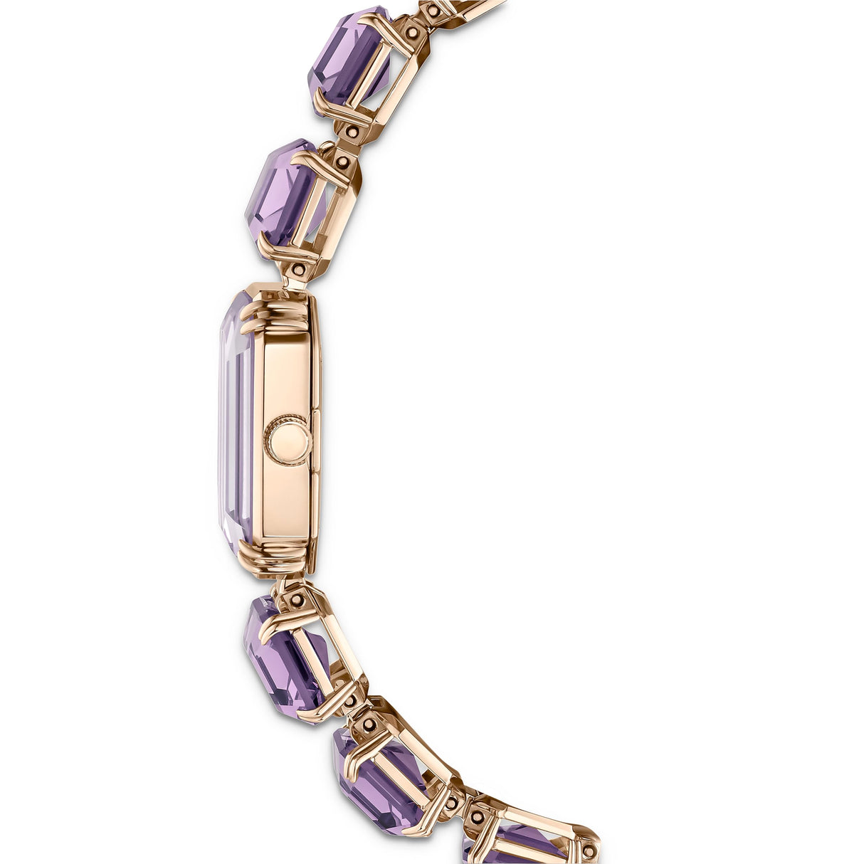 Swarovski Reloj, Pulsera con Corte Octogonal, Violeta, Acabado en Tono Dorado champán