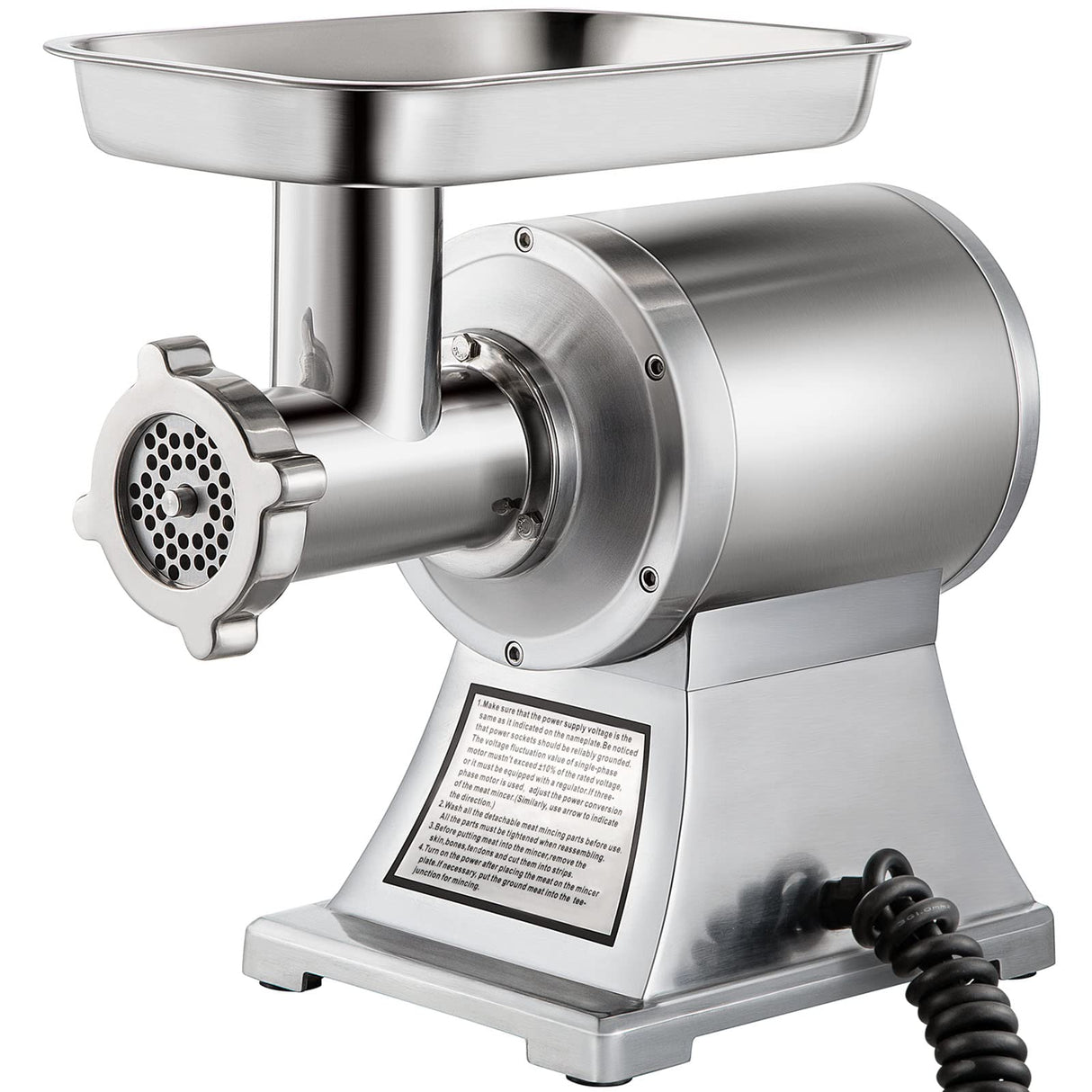 VEVOR Picadora de carne eléctrica 1100 W, capacidad 250kg/h, triturador de carne comercial, material de acero inoxidable para restaurantes supermercados tiendas de restauración rápida carnicerías