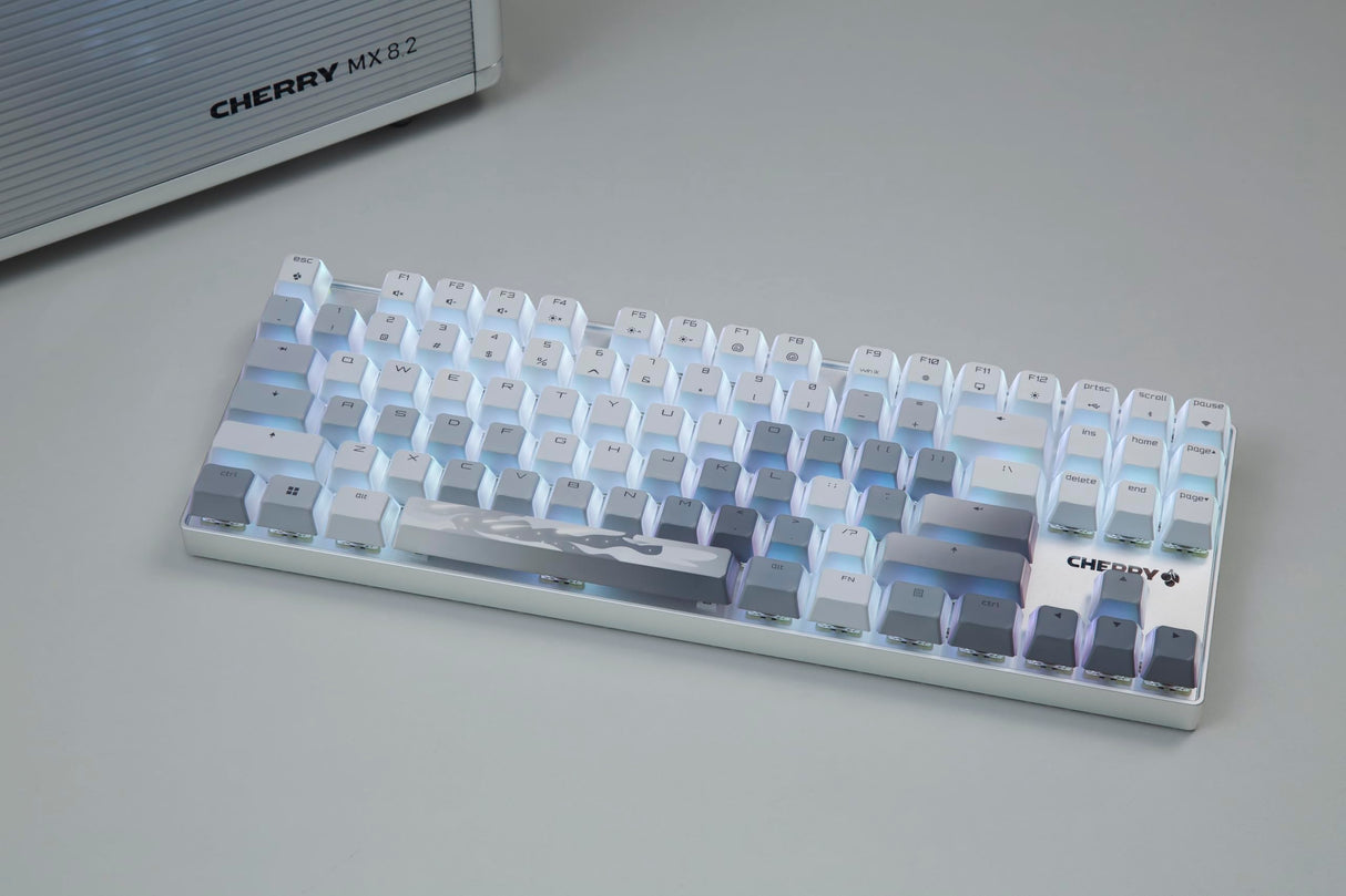 CHERRY MX 8.2 TKL Wireless XAGA, Teclado Gaming Inalámbrico sin Bloque Numérico, Disposición Alemania (QWERTZ), Bluetooth, 2,4 GHz & Cable, Switches MX2A RED, Blanco