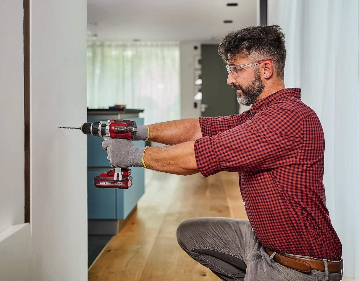 Einhell Professional Taladro percutor con batería TP-CD 18/60 Li-i BL +39 Power X-Change (18V, 60 Nm, set de puntas/brocas de 39 piezas, 2 baterías PXC de 2,0 Ah, E-Box Basic)
