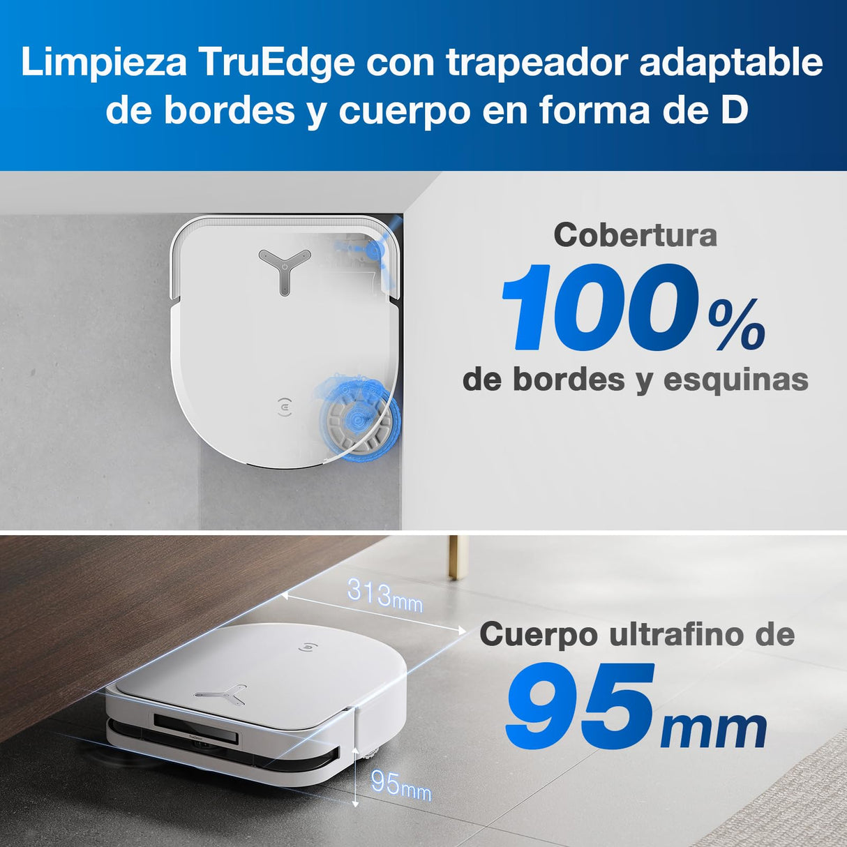 ECOVACS DEEBOT X5 Omni Aspiradora Robot con estación Todo en uno, 12800 Pa, ZeroTangle, fregado de Bordes Adaptable TruEdge™, fregado con Agua Caliente a 70 ℃