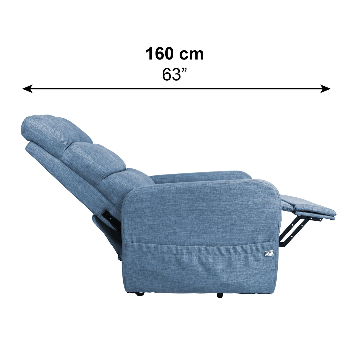 PEPE Mobility Sillon Relax Reclinable Electrico (Tela Lino) Levanta Personas con Mando, Butaca Confort Gente Mayor Azul