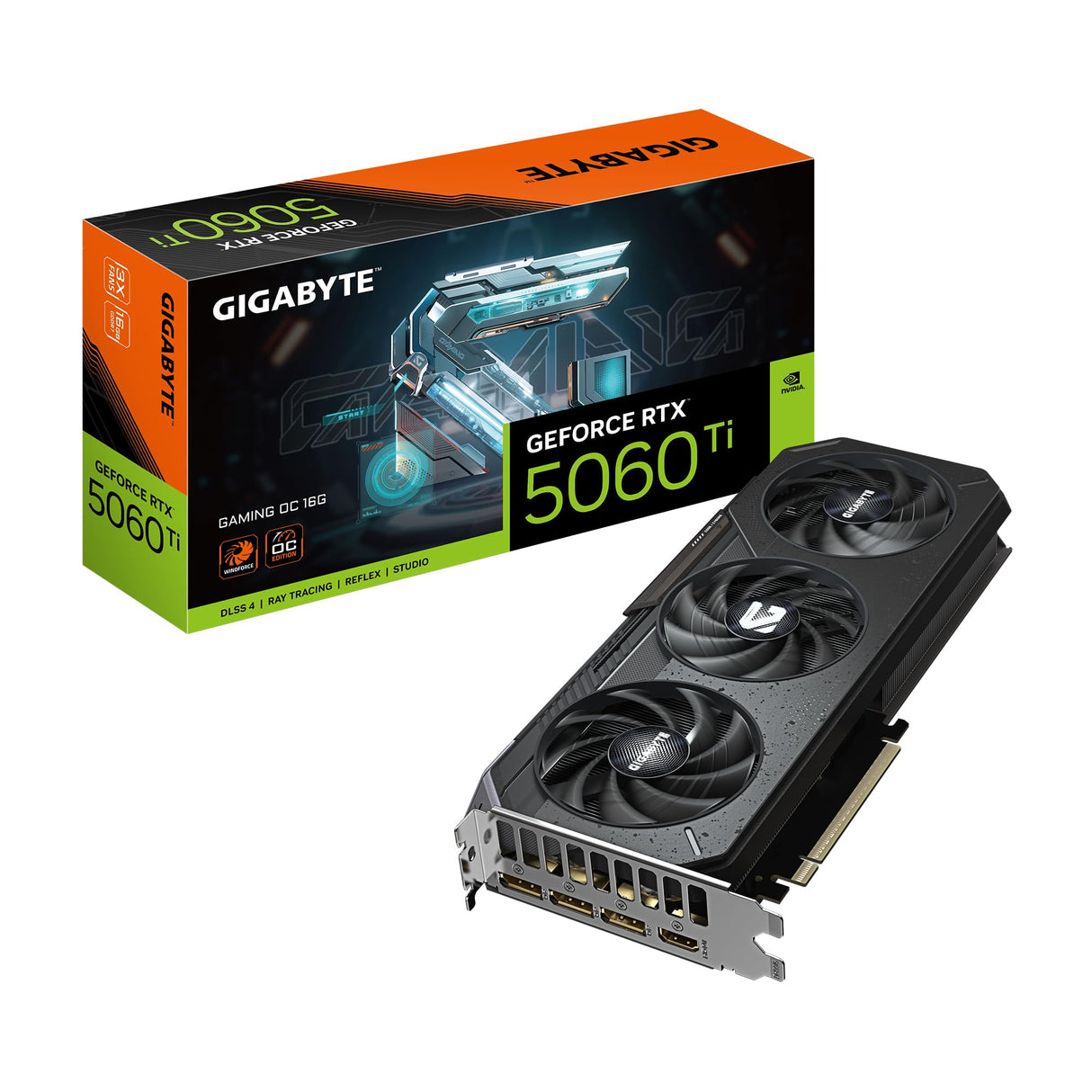 Gigabyte GeForce RTX 5060 Ti Gaming OC 16G Tarjeta Gráfica – 16 GB GDDR7, 128 bits, PCI-E 5.0, 2647 MHz Frecuencia del núcleo, 3 x DisplayPort, 1 x HDMI, GV-N506TGAMING OC-16GD
