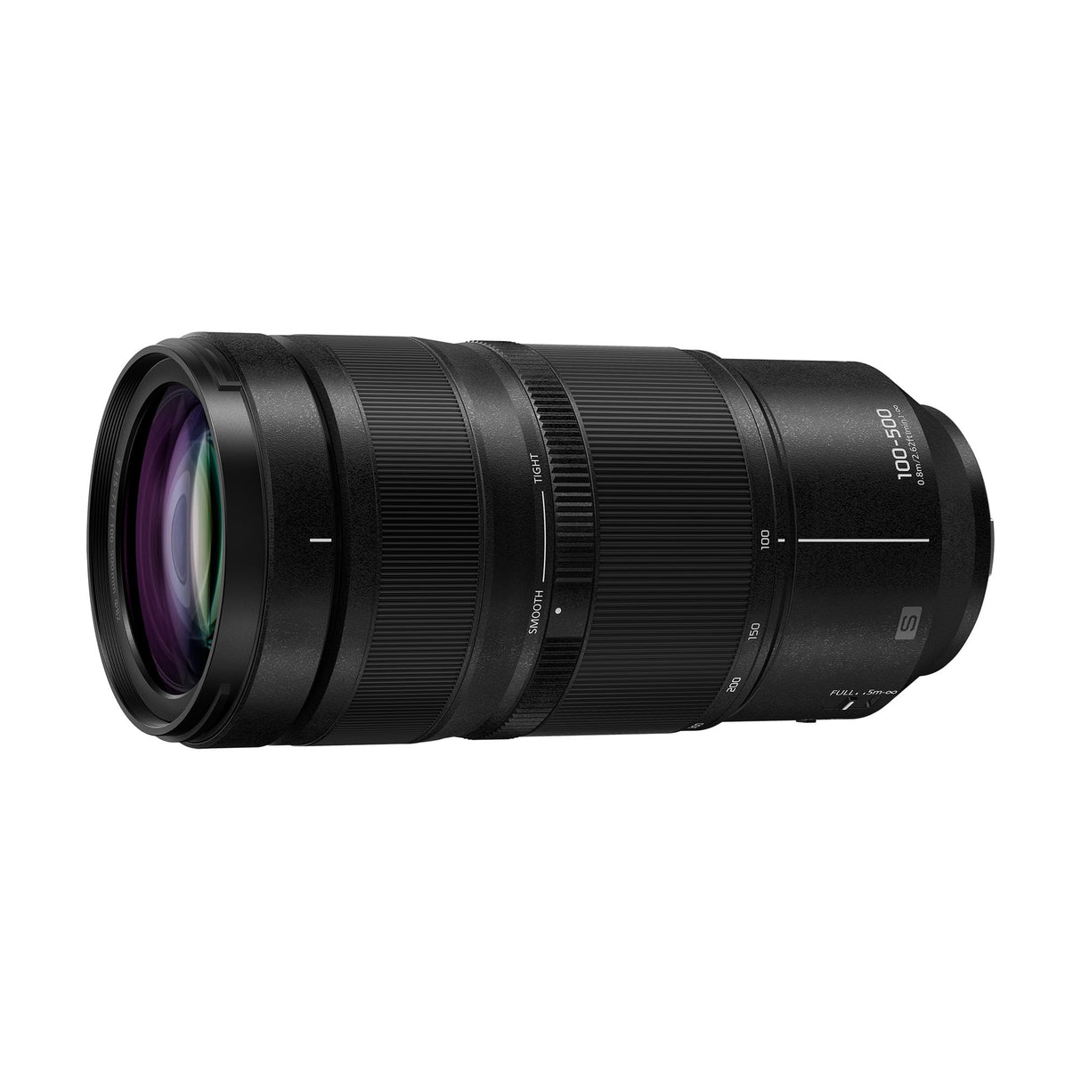 Panasonic LUMIX S-R100500E 100-500mm f/5-7,1 O.I.S. Lente con Montura L, Teleobjetivo Zoom de Fotograma, Enfoque Cercano de 0,8 m, Anillo De Enfoque Personalizable, Resistente a la Intemperie, Negro