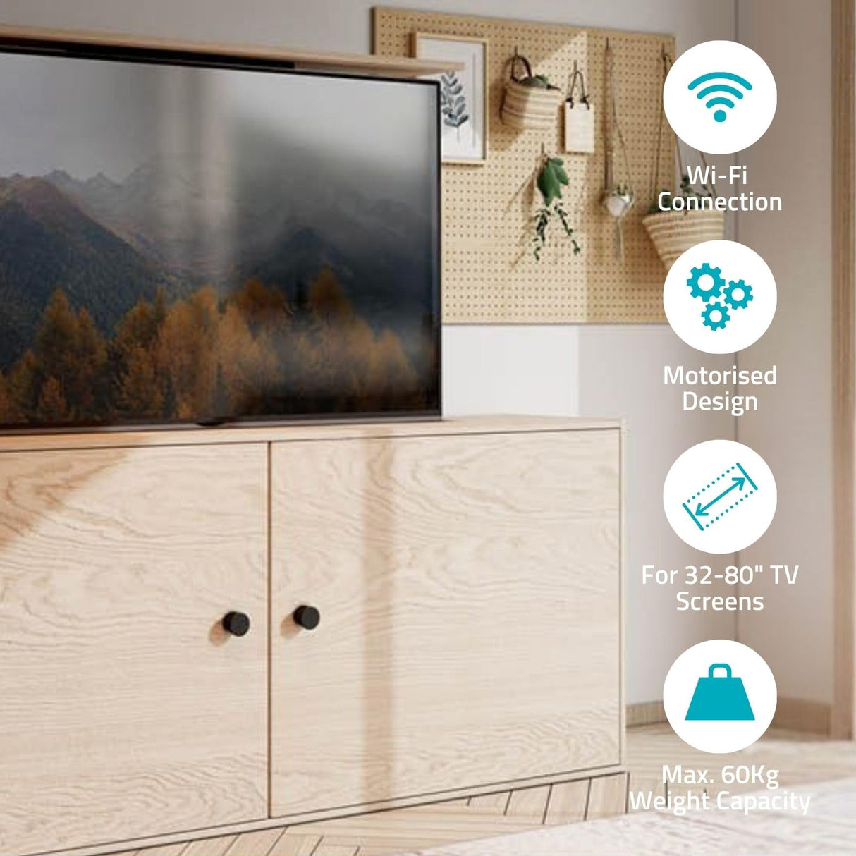 Nedis Motorisierter TV-Lift 37-80" | Maximal unterstützes Bildschirmgewicht: 60 kg | Built-in Schaltschrankbau |