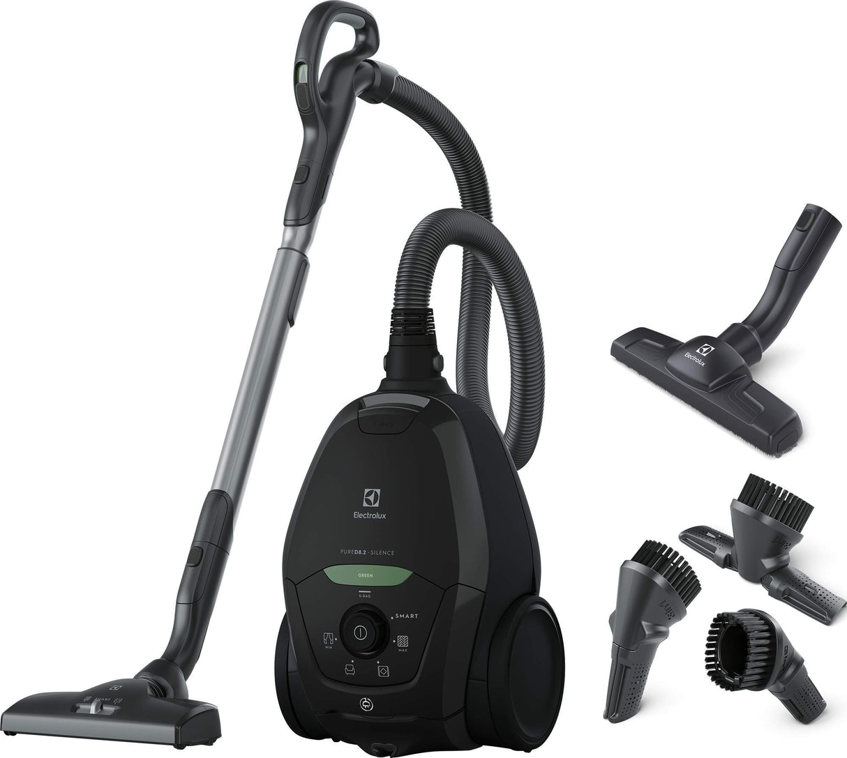 Electrolux PD82-GREEN Aspiradora con bolsa, potencia máx. 600 W, sistema de aspiración AeroPro, 2 cepillos, accesorio 3 en 1, color negro