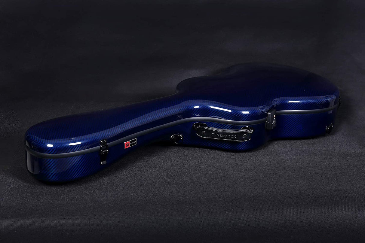 Crossrock Air Carbon Series Guitar Case Fits 4/4 Classic Guitar-100% Purity Carbon Fiber Flight Case, Protective Cover, Fixed & Removable Padding - Includes TSA Lock-Blue (CRF6030CBL)