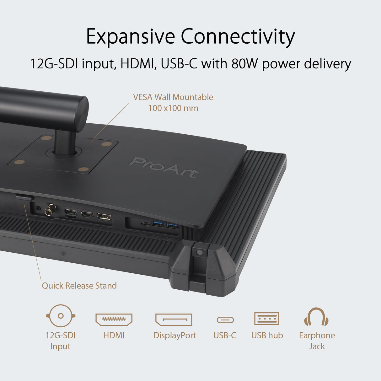 ASUS ProArt Display PA24US - Monitor Profesional de 23,6", IPS, 4K UHD (3840 x 2160), HDR-10, HLG, 99% Adobe RGB, 95% DCI-P3, ΔE < 1, 12G-SDI, USB-C, VESA DisplayHDR 600, Sostenibilidad ecológica