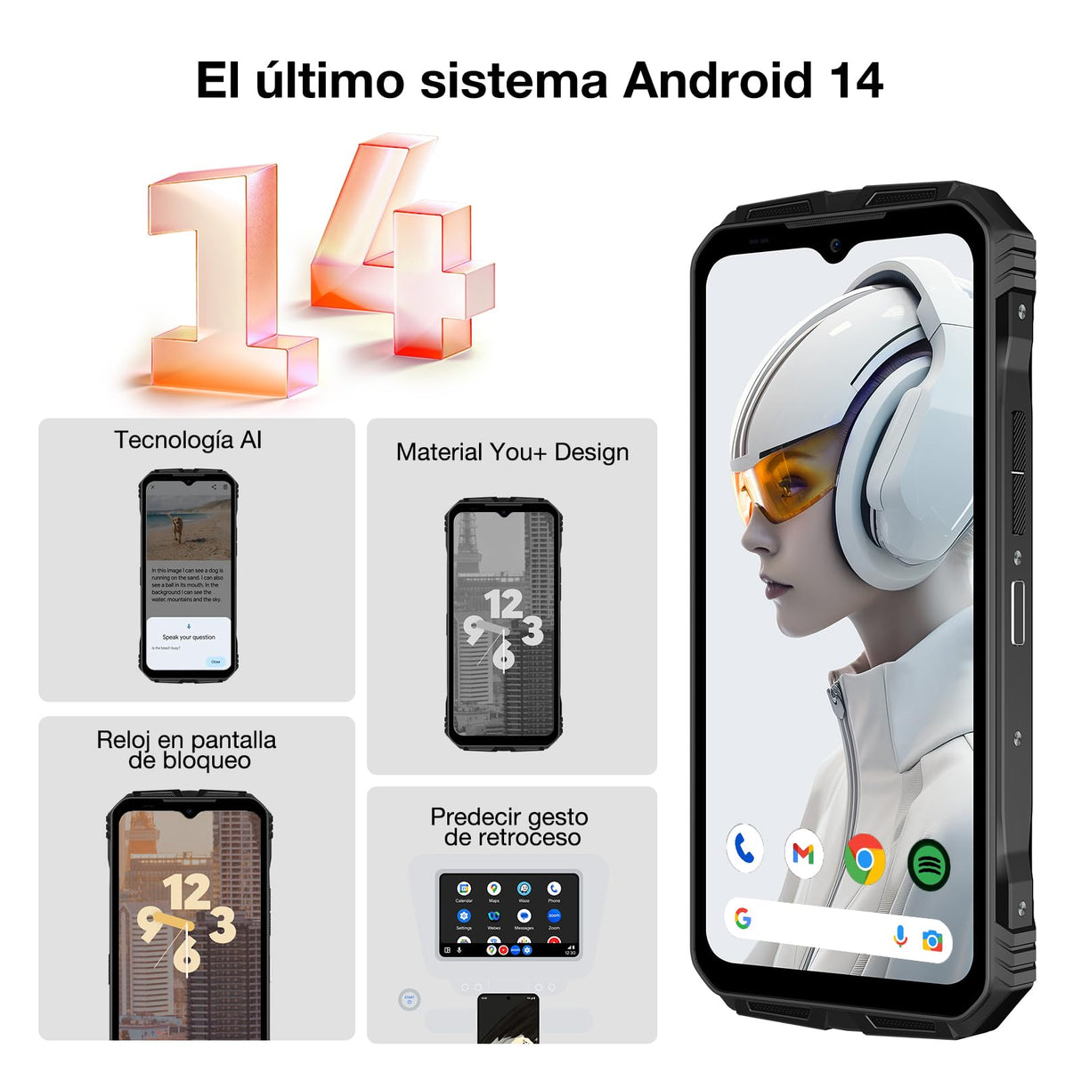 DOOGEE VMax Plus Movil Resistente 5G, 22000mAh/33W 36GB+512GB/2TB, Cámara 200MP+Visión Nocturna, 6.58" FHD+ 120Hz, Octa Core Móvil irrompible Android 14, IP68IP69K/NFC/WiFi6/OTG/GPS Moviles Rugerizado
