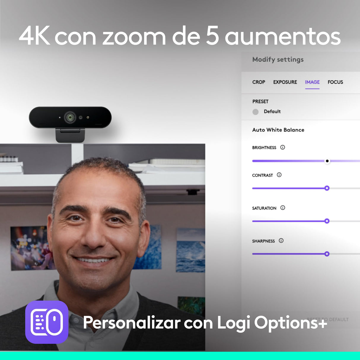 Logitech Brio 4K Webcam para empresa, inicio de sesión biométrico con Windows Hello, corrección de iluminación automática, cancelación de ruido, Microsoft Teams, Zoom, Google Meet y PC/Mac - Grafito