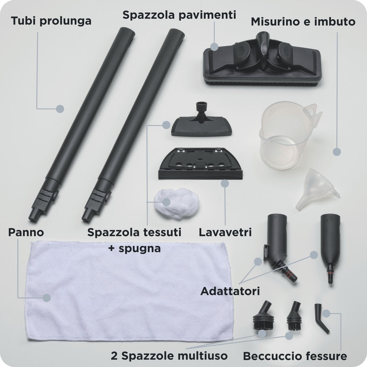 Ariete 4145/2 Limpiadora de vapor con 10 accesorios, 1500 W, color blanco