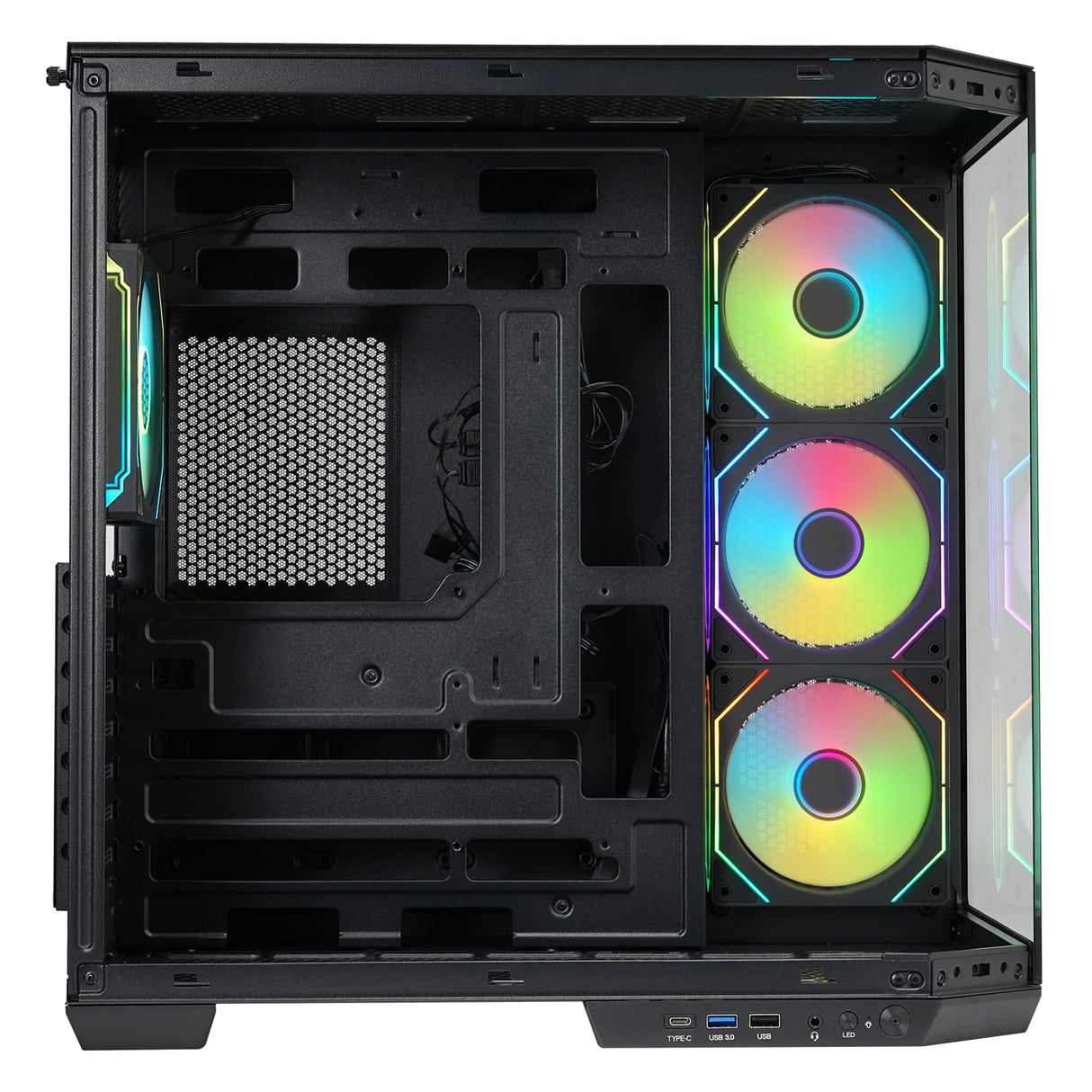 Itek Case Dark Cave AKU - Gaming Tower - ATX - 4x12cm ARGB Fan - USB3 & Type-C- Pared Lateral y Frontal de Vidrio Templado