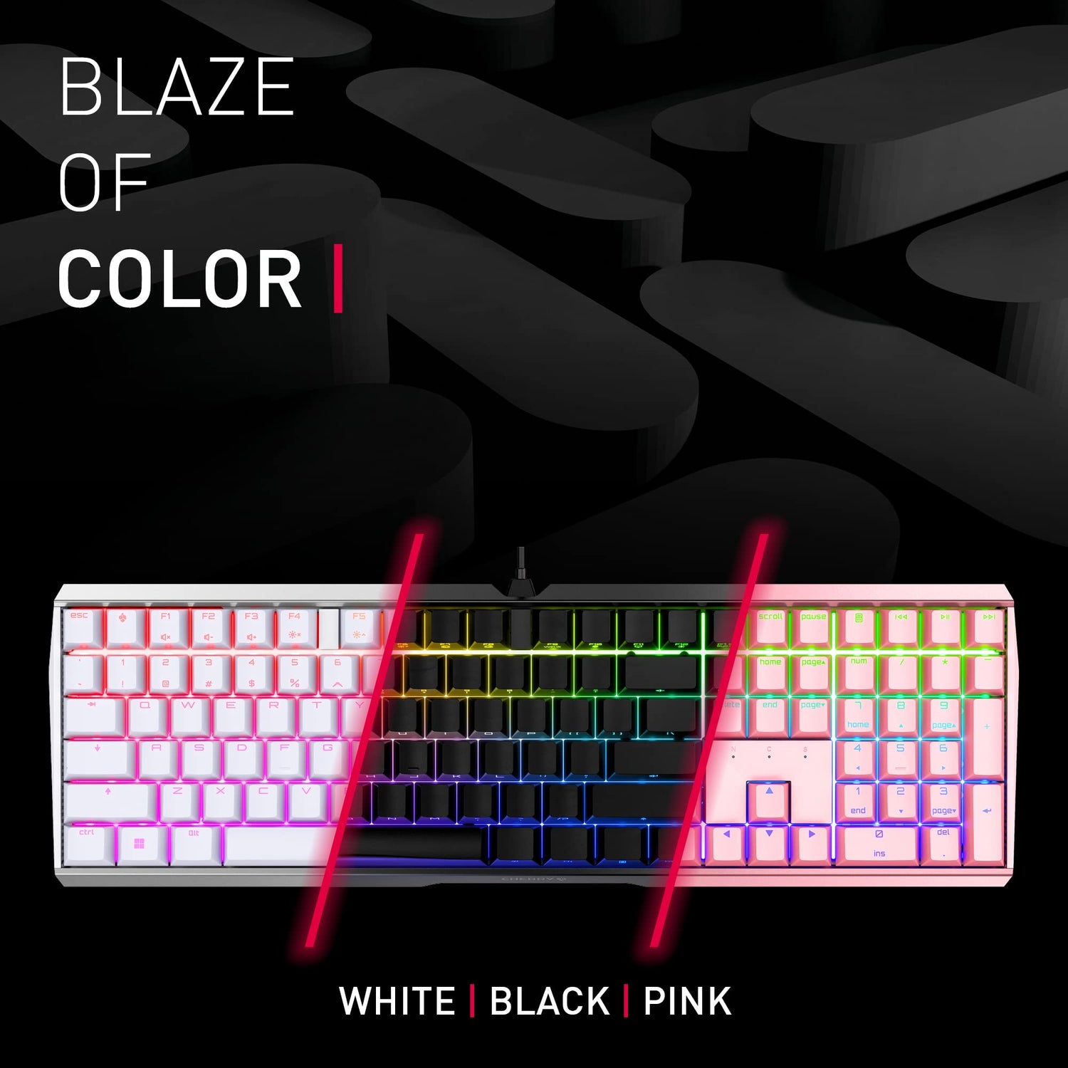 CHERRY MX BOARD 3.0 S, Teclado Mecánico de Gaming con Cable, Distribución de Teclado Europeo (QWERTY), Bastidor Robusto de Aluminio, Iluminación RGB, Switches MX BLUE, Blanco