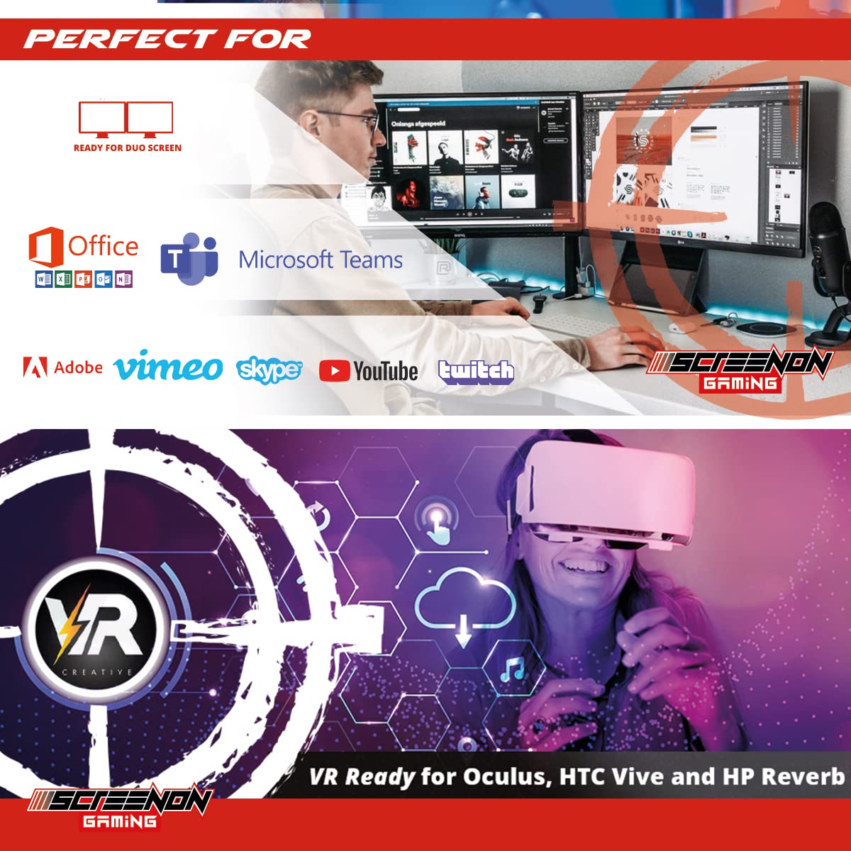 ScreenOn - Ryzen 5 5600G - 1TB SSD - RTX 3050 - Game PC A40121 - WiFi - Windows 11 Pro