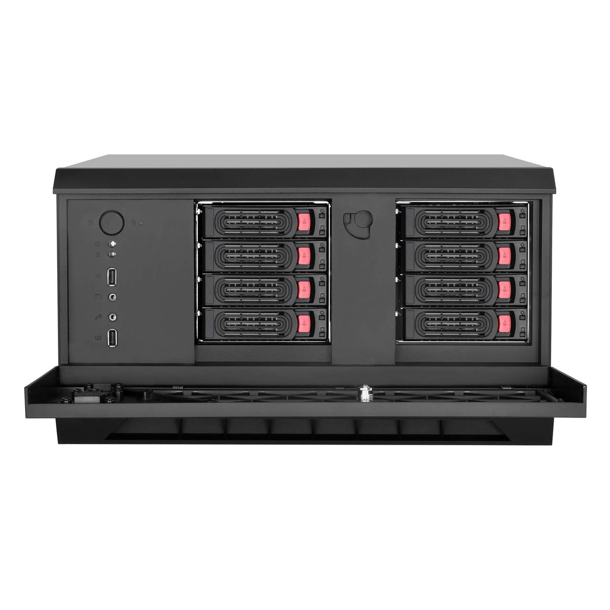 SilverStone Technology SST-CS381 v1.2 - Caja de Almacenamiento ATX Midi Tower para Ordenador, Interior Negro, Compatible con 8 bahías de Disco Duro de 3,5" o 2,5", Puerta Frontal con Cerradura, Negro