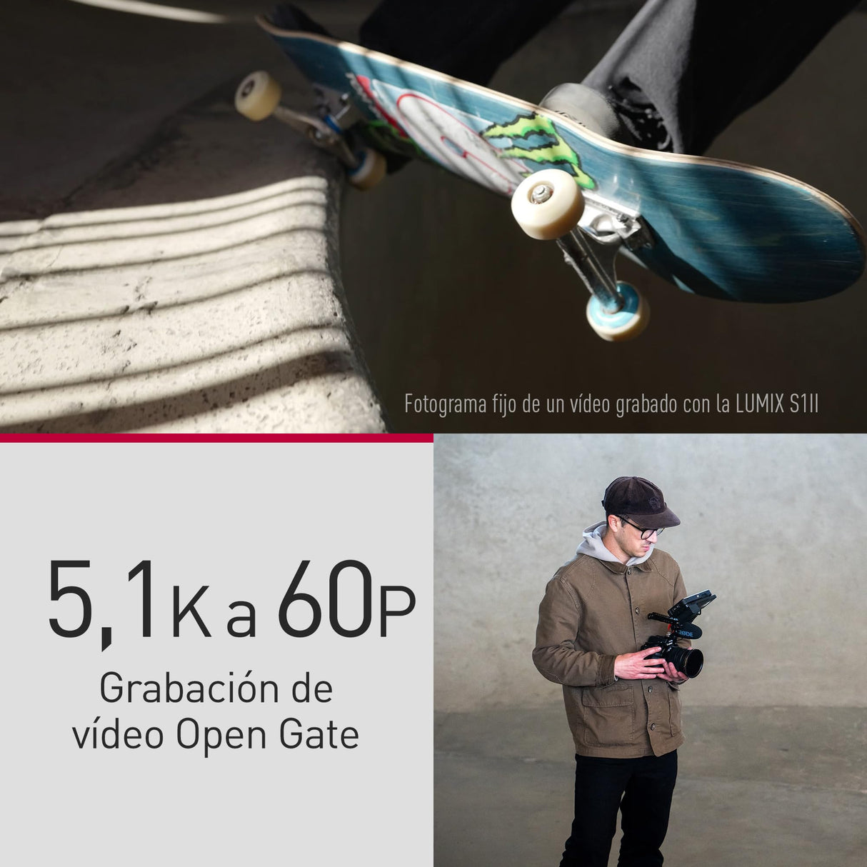 Panasonic LUMIX S1II Cámara Sin Espejo de Fotograma Completo, 4K 120p, Video 5.1K 60p Open Gate, 24MP, I.S. Activo, Grabación 4:2:2 10 bit, Montura L, DC-S1M2E