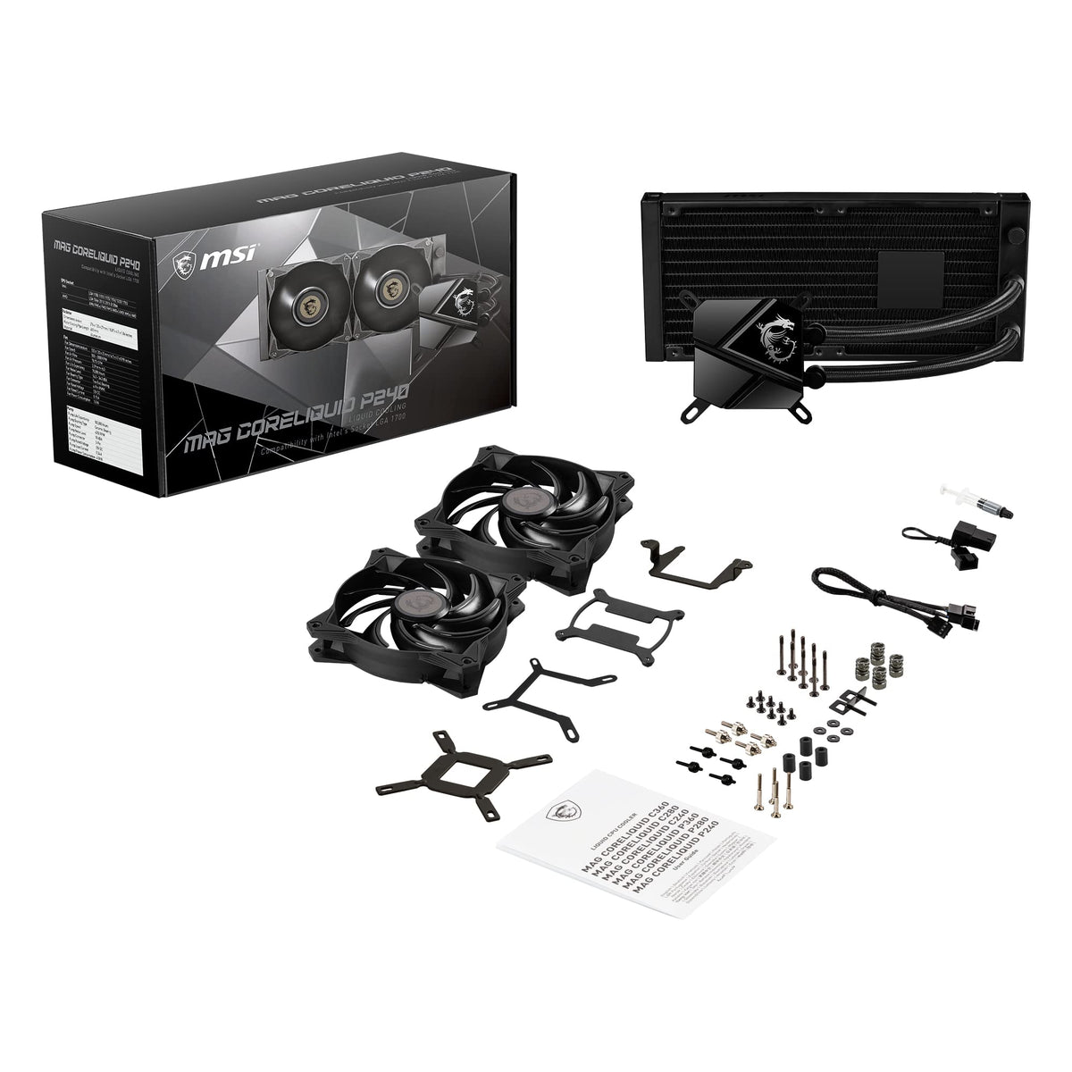 MSI MAG Coreliquid P240 - Enfriador líquido para CPU AIO - Listo para LGA 1700 - Radiador de 240 mm - Ventiladores PWM duales de 120 mm