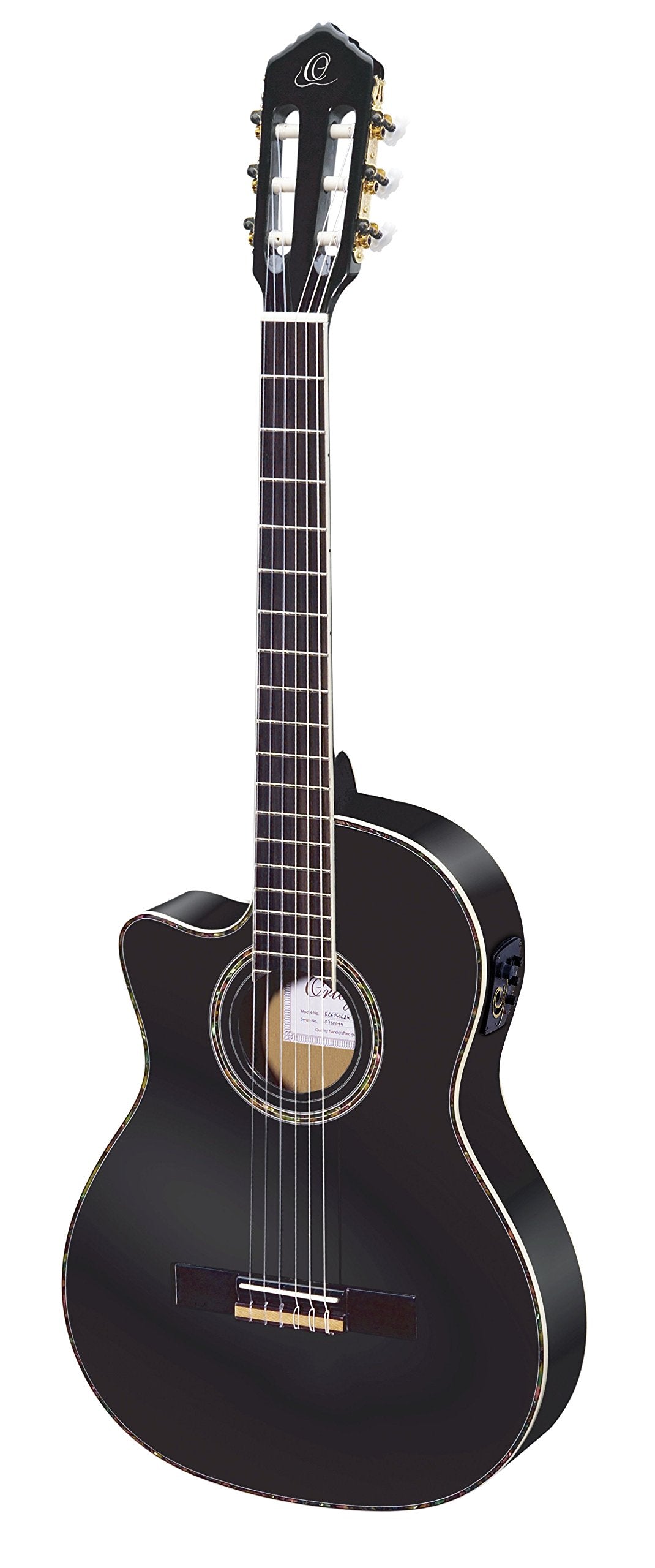 Ortega RCE145LBK - Guitarra electroacústica, abeto y caoba, para zurdos color negro, completo