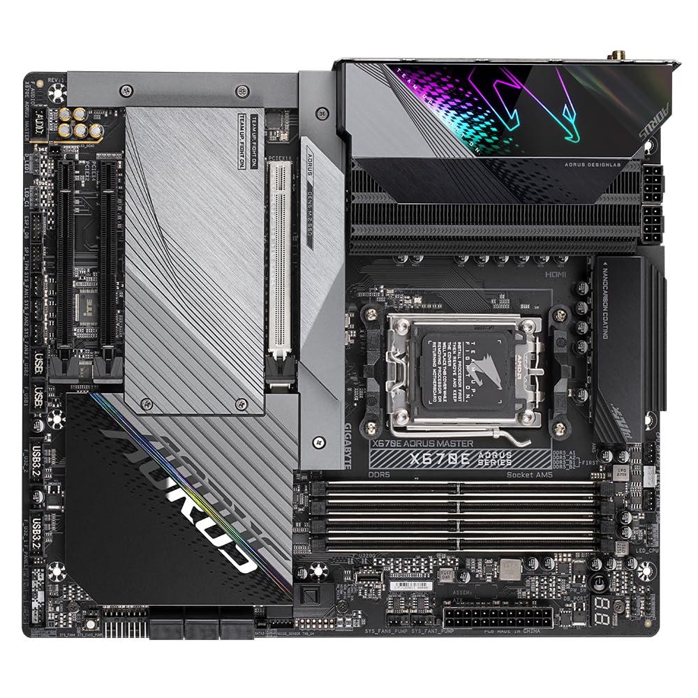 GIGABYTE X670E AORUS Master Placa Base - Compatible con AMD Ryzen 9000 Series CPUs, 16+2+2 Phases Digital VRM, up to 8000MHz DDR5 (OC), 2xPCIe 5.0 + 2xPCIe 4.0 M.2, Wi-Fi 6E, 2.5GbE LAN
