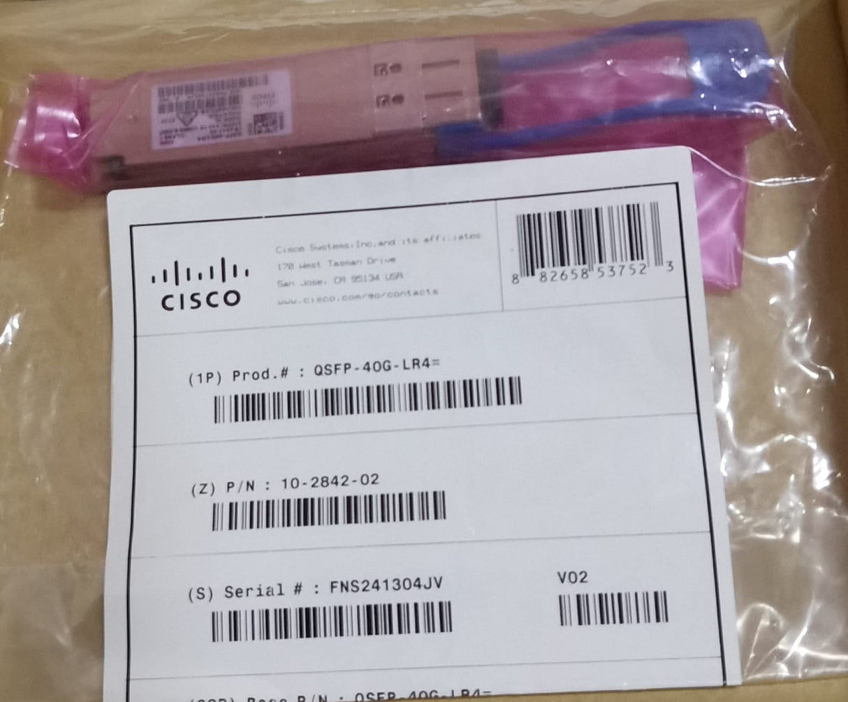 Cisco QSFP-40G-LR4= Fibra óptica 1310nm 40000Mbit/s QSFP Red modulo transceptor - Transceptor de Red (40000 Mbit/s, QSFP, LC, IEEE 802.3ba, LR, Fibra óptica)