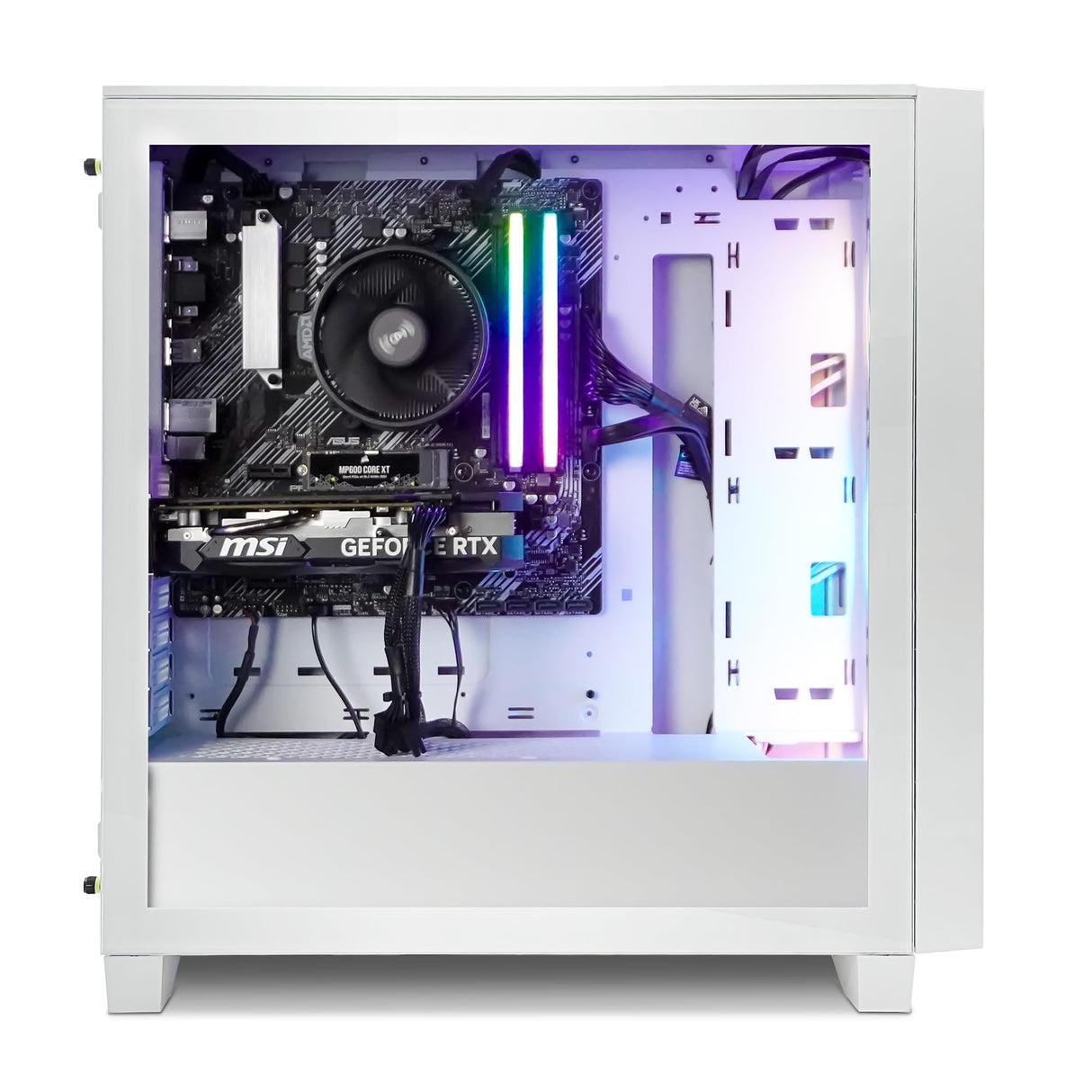 PC GAMNG - PC Gamer iCUE AMD 4060v2 White - AMD - Corsair 3000D RGB White - Tarjeta Mere ASUS Prime A520 II WiFi - Corsair Vengeance 2X8GB DDR4 3600 - SSD 1TB - Windows 11 Pro