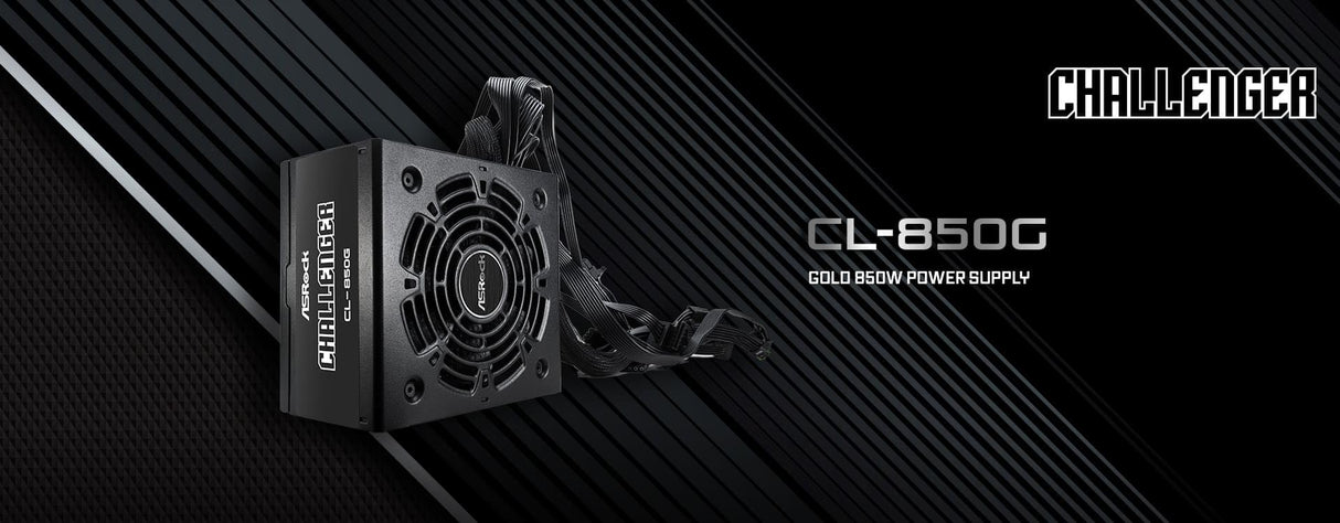 Fuente ALIMENTACION ASROCK CL-850G,PSU,850W,80 Plus Gold,120MM,Active PFC,PCI-E 5.1 (12+4pin) x1,PCI-E (6+2 Pin) x4,SATA (5 Pin) x4