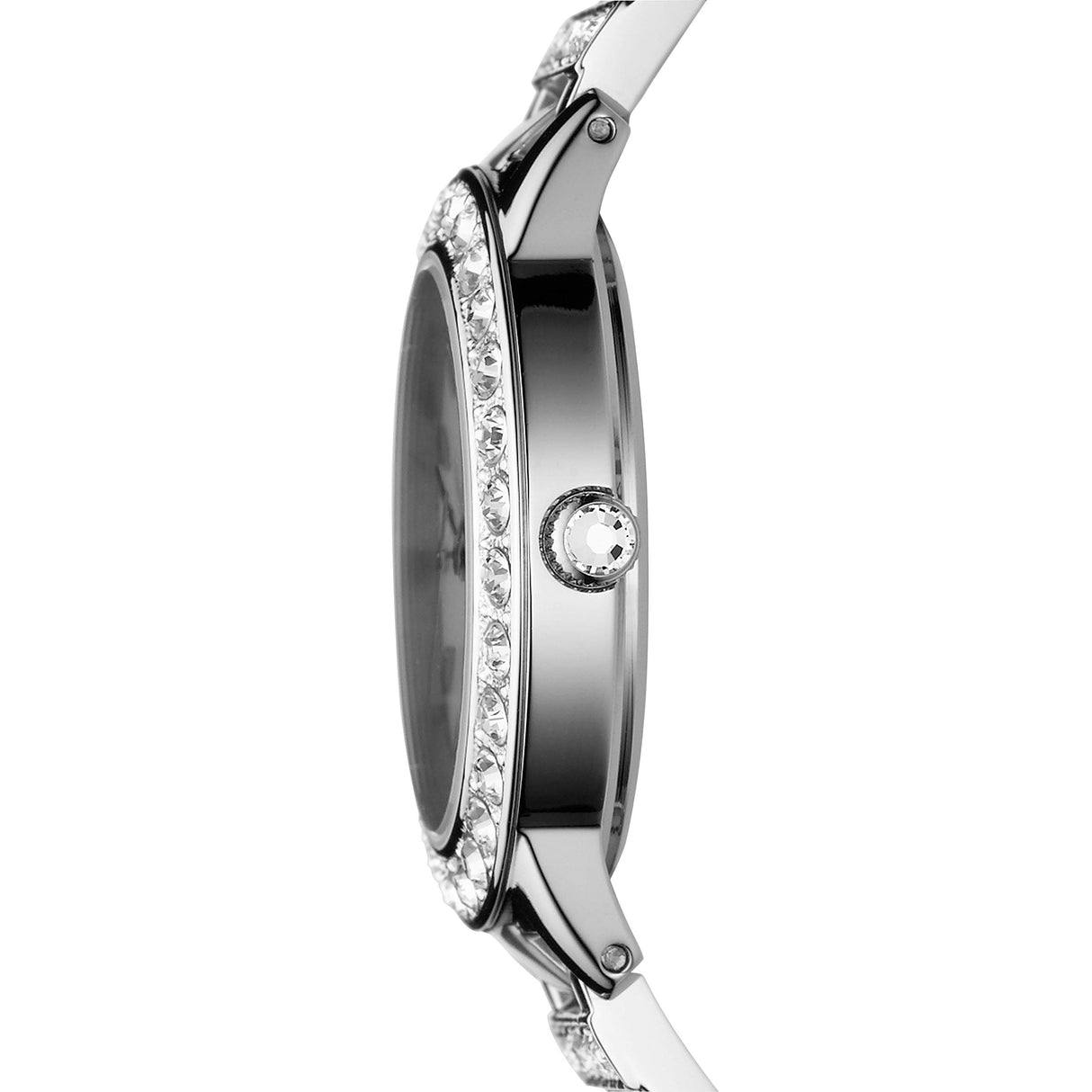Fossil Jesse Reloj para mujer, movimiento de cuarzo con correa de acero o piel, Tono plateado y purpurina, 34MM