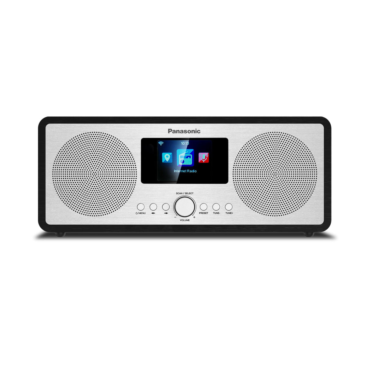 Panasonic RF-D40EGK-K Radio de Internet y Dab+/FM con Bluetooth, 6 W, Altavoces de 7,5 cm, LCD a Color TFT de 2,4", Alarma y Temporizador de Apagado, Mando a Distancia, USB, Wi-Fi, Negro