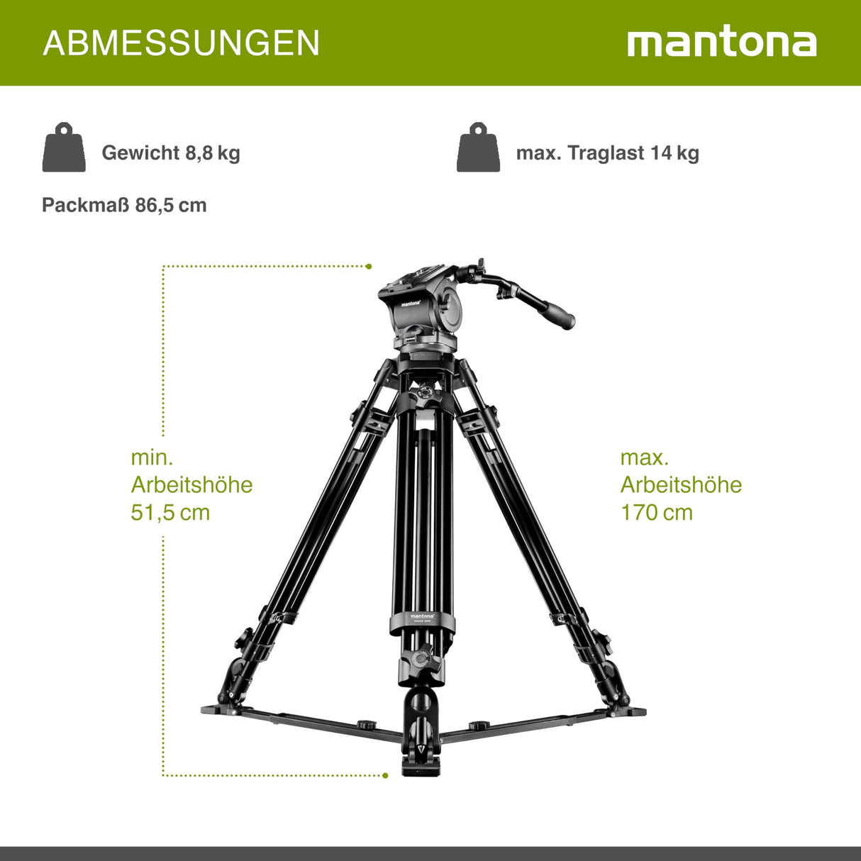 Mantona Dolomit 4000 - Trípode para videocámara (170 cm) (18646)