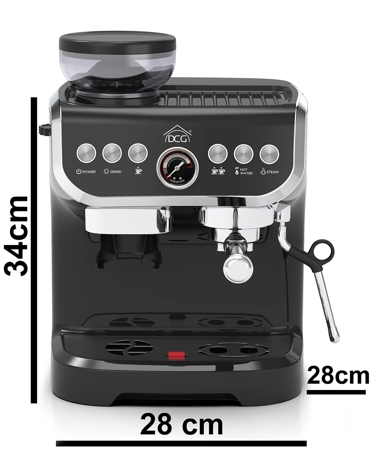 ELETTROFERRO ITALIA DCG ES6519 Máquina espresso con molinillo de café integrado Moderna, para granos de café y polvo, capuchino espumador de leche,Filtro 1 y 2 tazas, 1450 W, Negro…