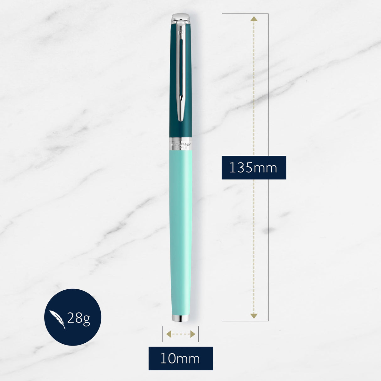 Waterman Pluma estilográfica Hémisphère | en metal y lacado verde con detalles de paladio y plumín fino de acero inoxidable | Estuche de regalo