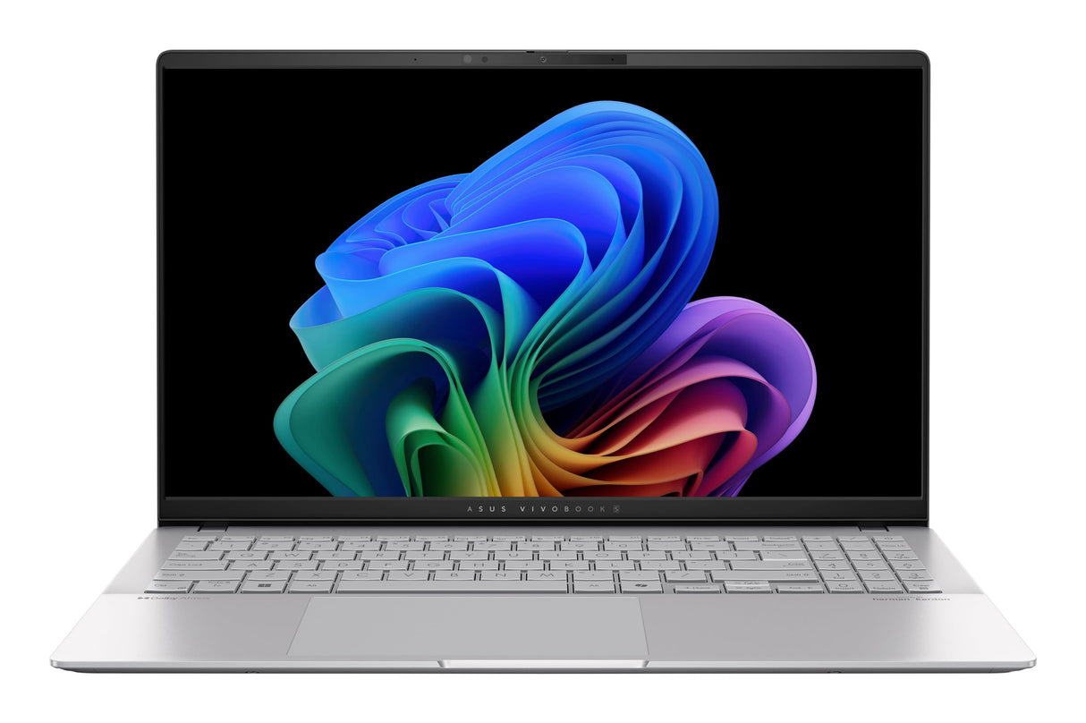 ASUS Vivobook S 15 OLED S5507QA-MA012W Copilot+ PC - Ordenador Portátil 15.6" Wide Quad HD+ 120Hz (Qualcomm Snapdragon X1P42100-16GB RAM- 512GB SSD- Adreno GPU- Windows 11 Home) Plata Fría - Teclad