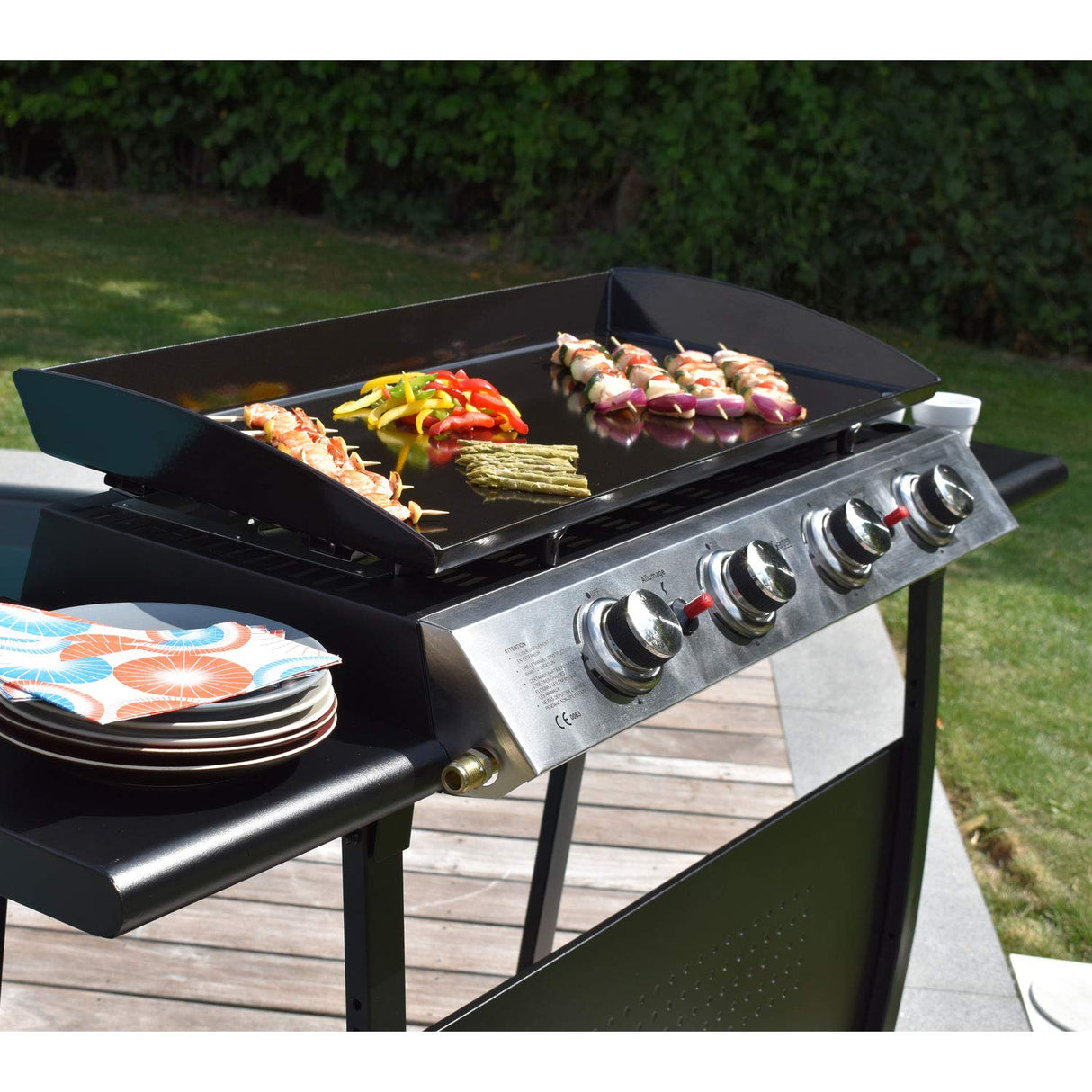 Happy Garden Plancha de Gas Valencia 4 quemadores 10kW + Carrito