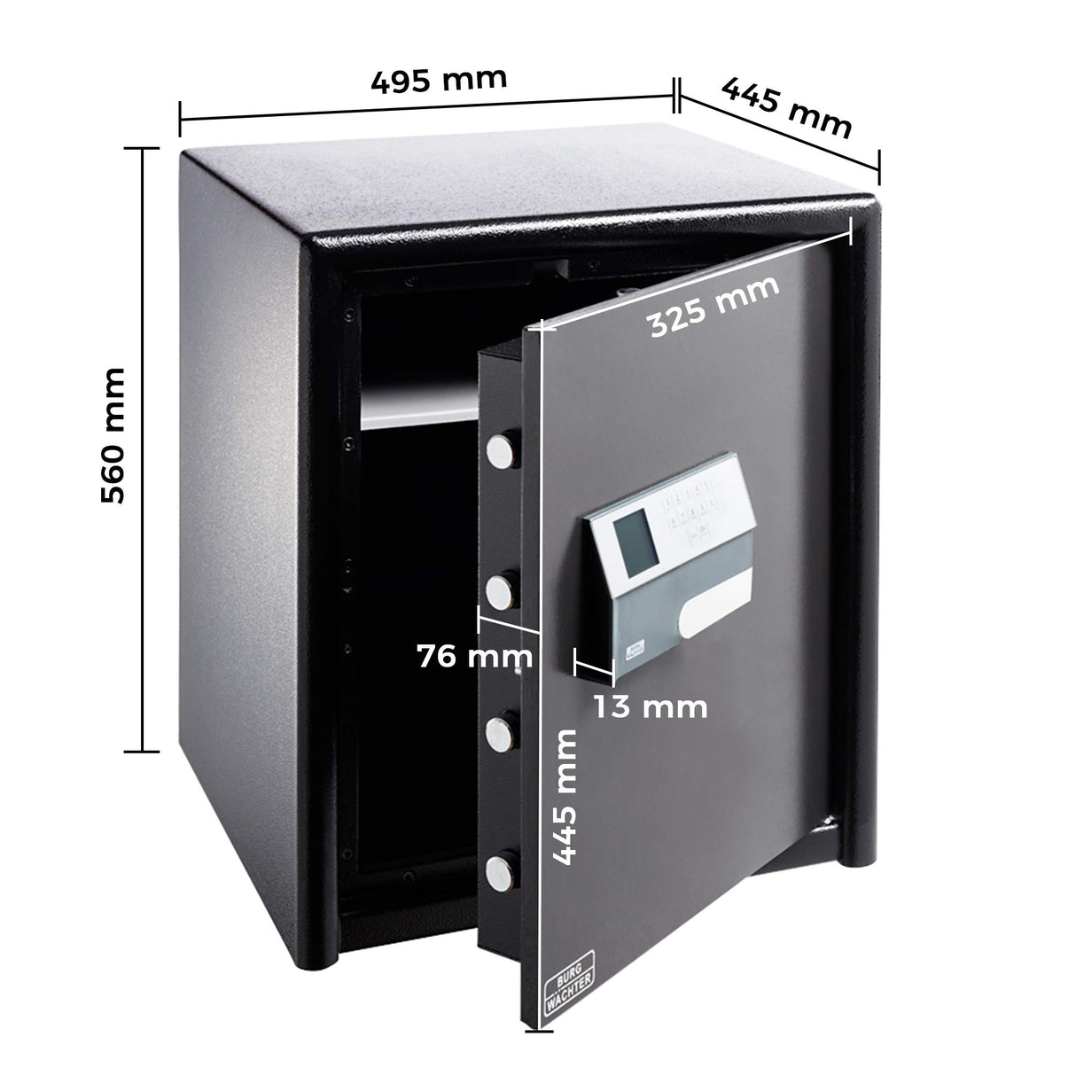 BURG-WÄCHTER Caja fuerte con cerradura electrónica, Combi-Line, Nivel de seguridad S2, Protección antincendios LFS 30 P, Probada por VdS, 50 l, 77 kg, CL 440 E, Negro