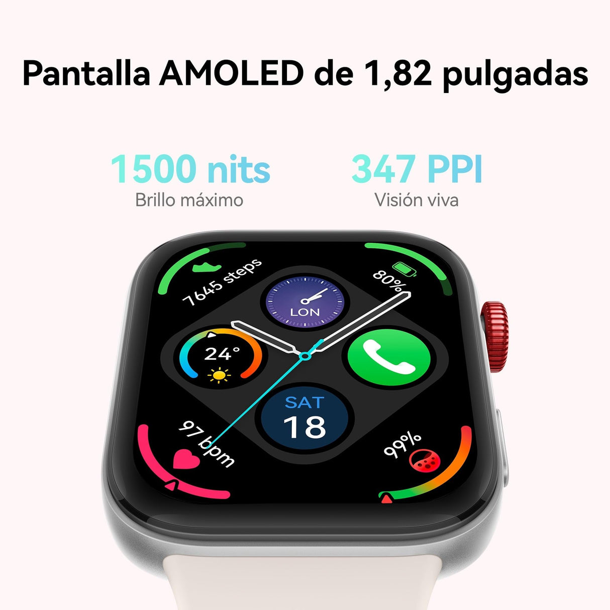 HUAWEI Watch FIT 3 Pantalla AMOLED de 1.82 Pulgadas, Diseño Ultrafino, Llamadas por Bluetooth, hasta 10 días de batería, Compatible con Android & iOS, Blanco Cuero
