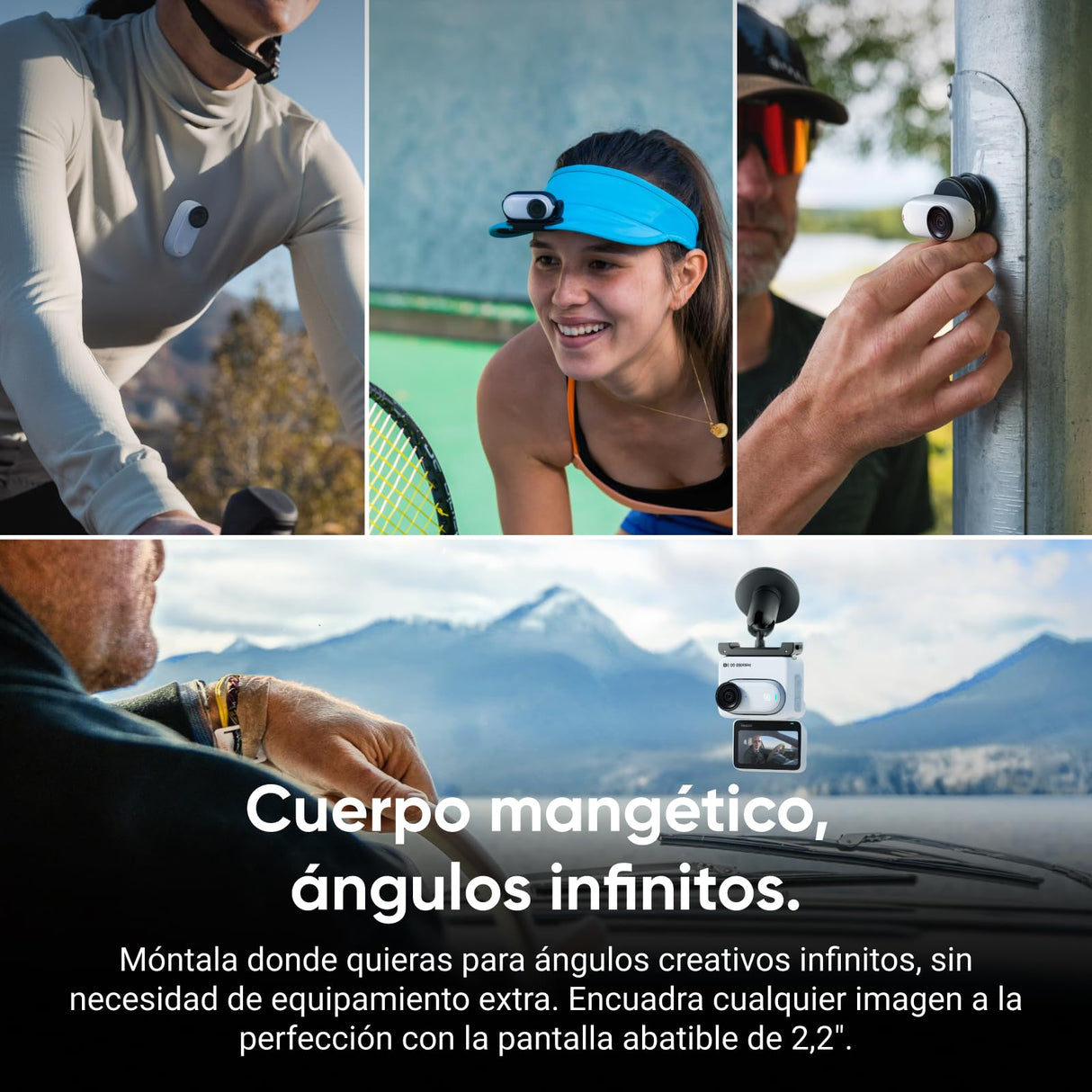 Insta360 GO 3S Kit de Viaje - Cámara Vlogging 4K, POV Manos Libres, Móntala Donde Quieras, Estabilización, 140 Min de batería, Impermeable 10 M, Edición IA, Apple Find My, Vlog, Viajes, Blanco