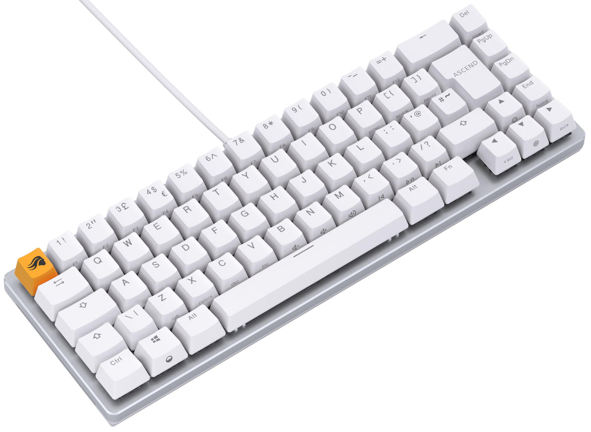 Glorious Gaming GMMK 2 Compact 65% - Teclado gaming mecánico, compacto TKL 65%, carcasa de aluminio, personalizable, keycaps dobles, switches Fox, RGB, distribuciones QWERTY inglés - Blanco